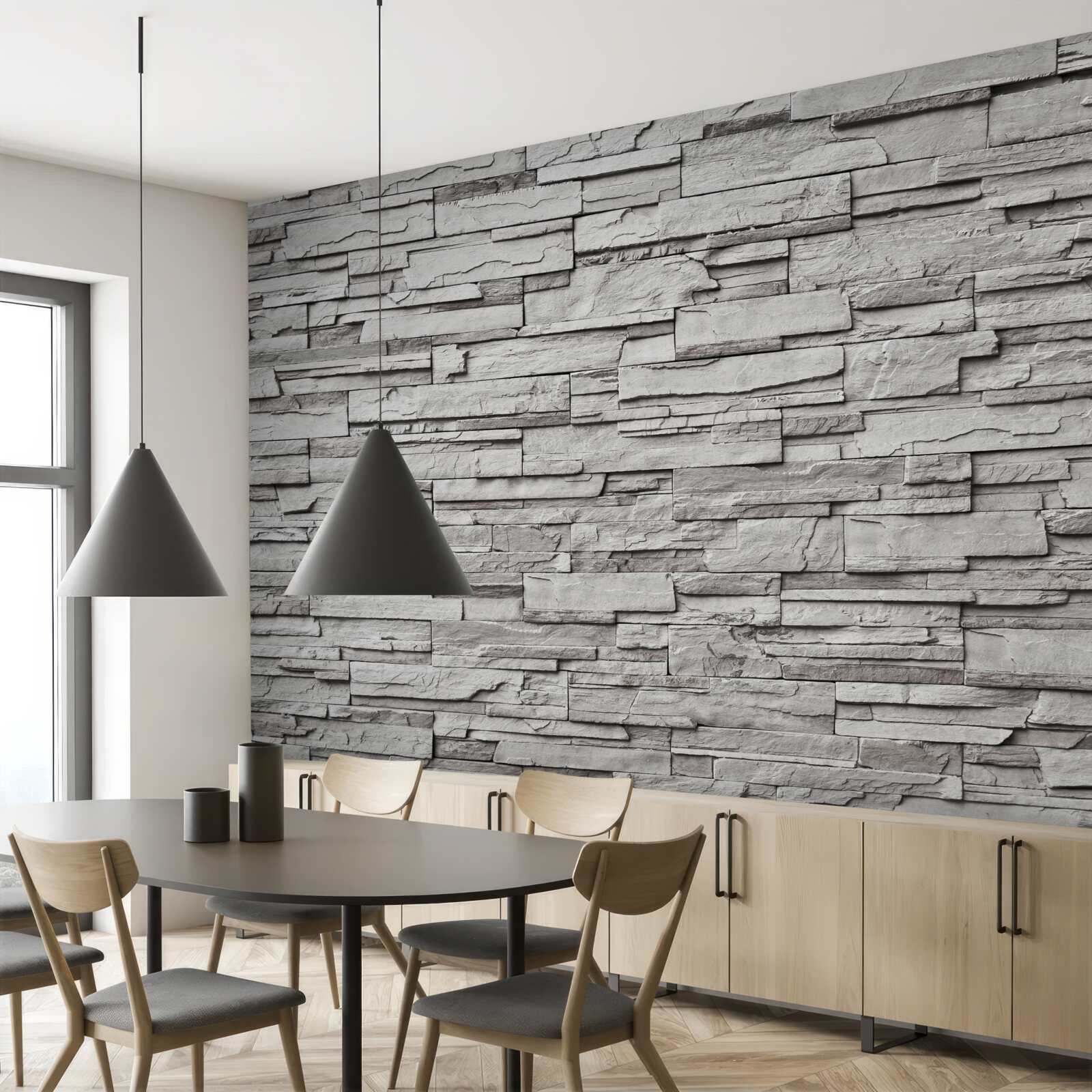 Fotobehang witte stenen muur