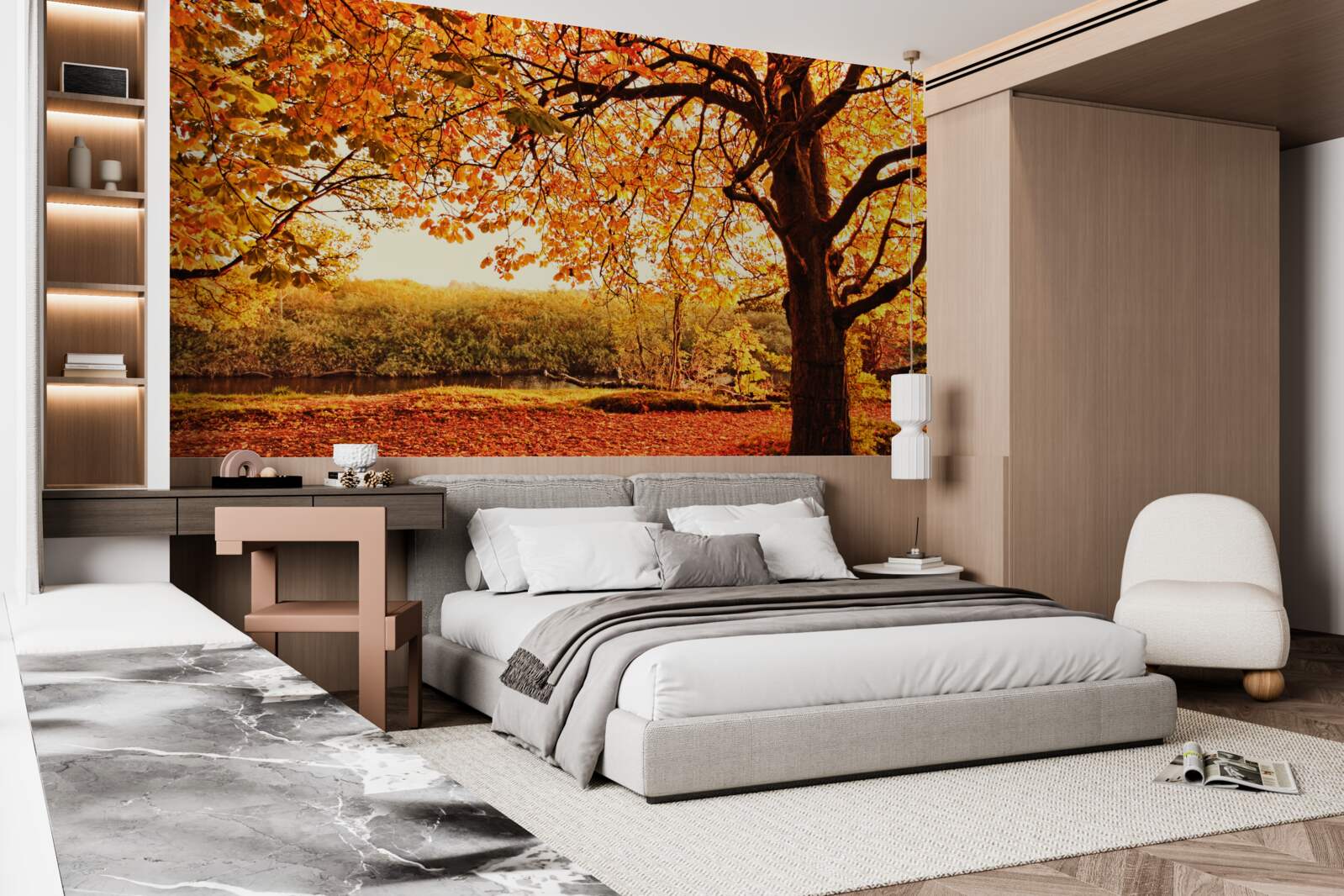 Fotobehang de oogverblindende schoonheid van het bos in de zonnige herfst