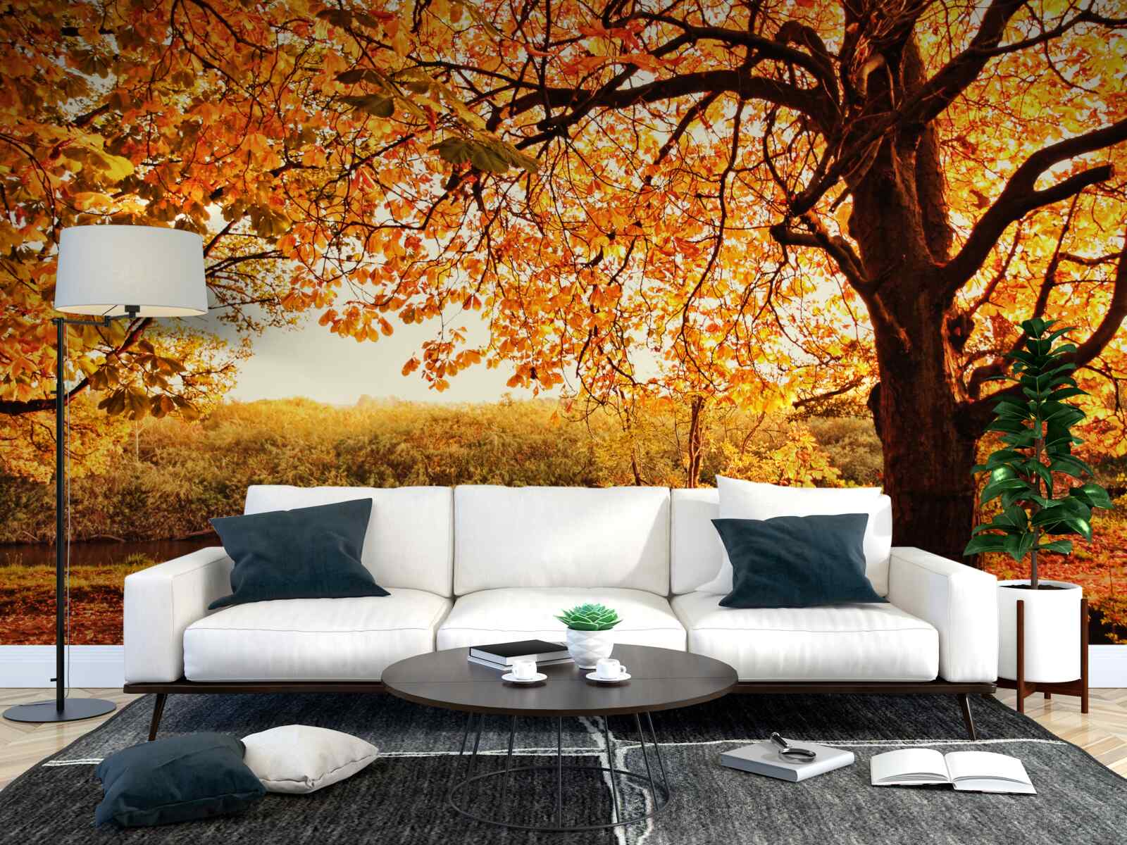 Fotobehang de oogverblindende schoonheid van het bos in de zonnige herfst