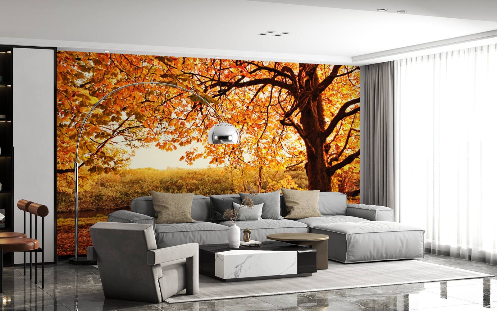 Fotobehang de oogverblindende schoonheid van het bos in de zonnige herfst