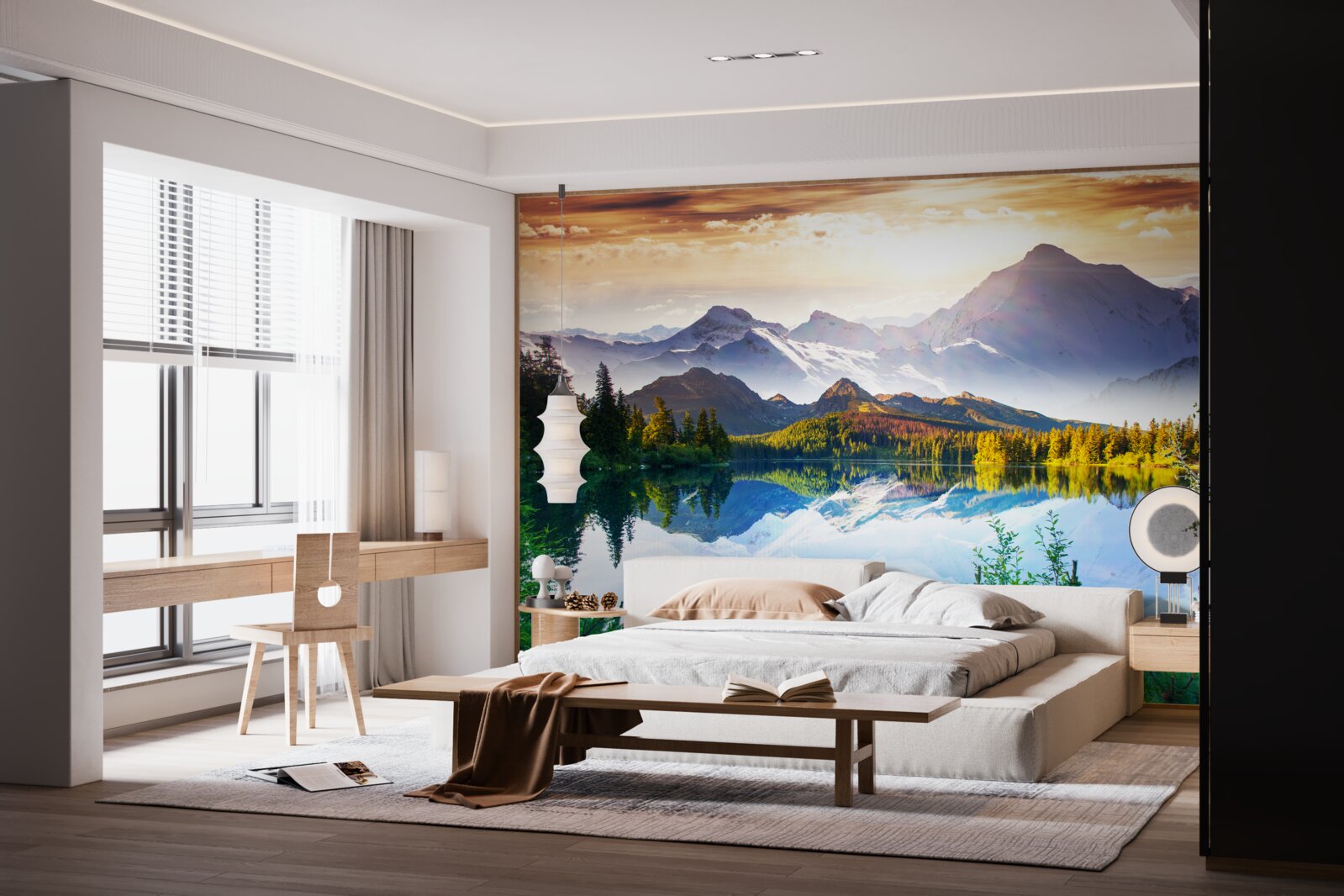 Fotobehang het water van het bergmeer is kristalhelder