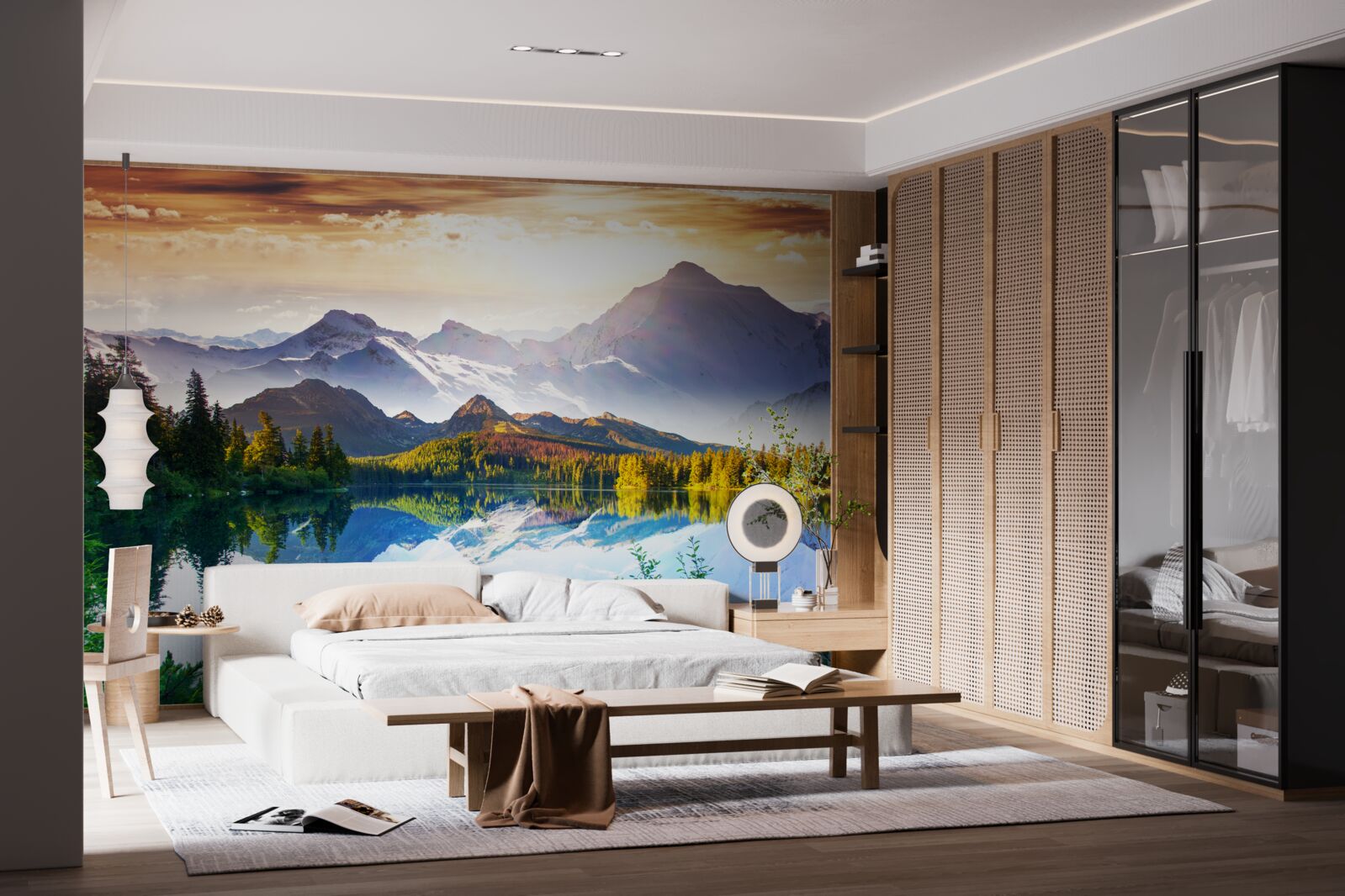 Fotobehang het water van het bergmeer is kristalhelder