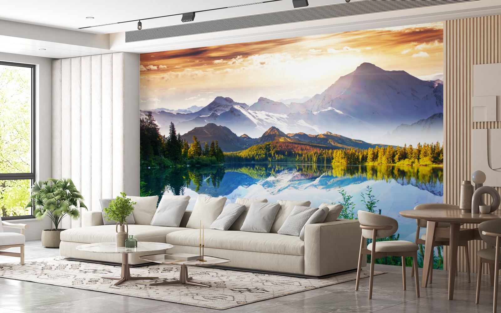 Fotobehang het water van het bergmeer is kristalhelder