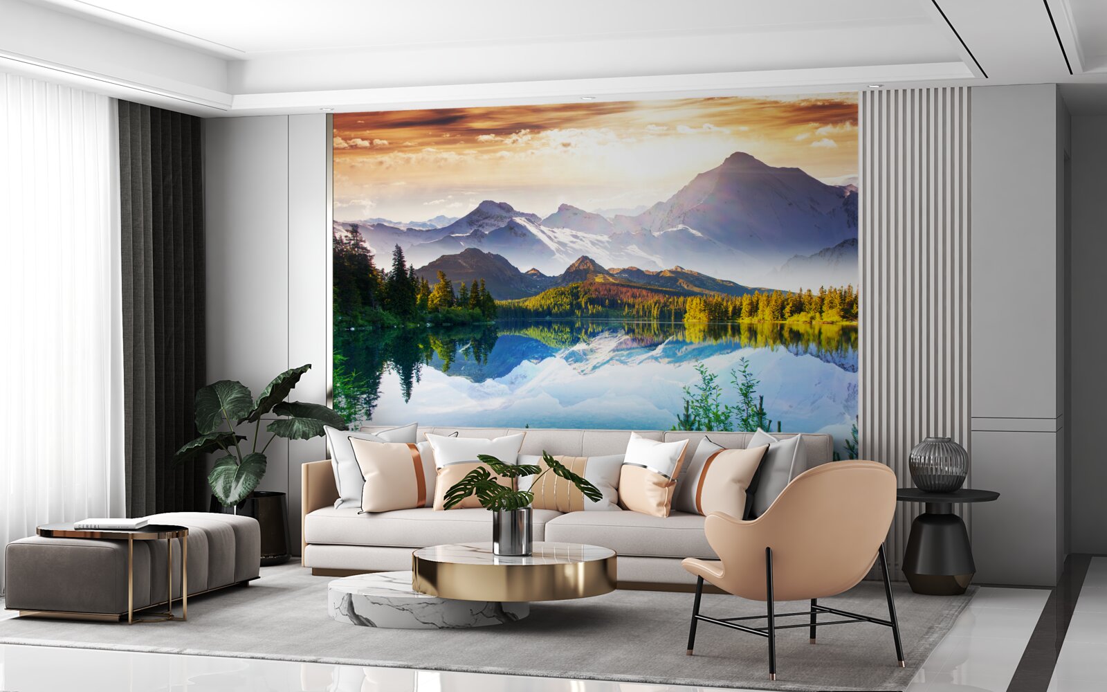 Fotobehang het water van het bergmeer is kristalhelder