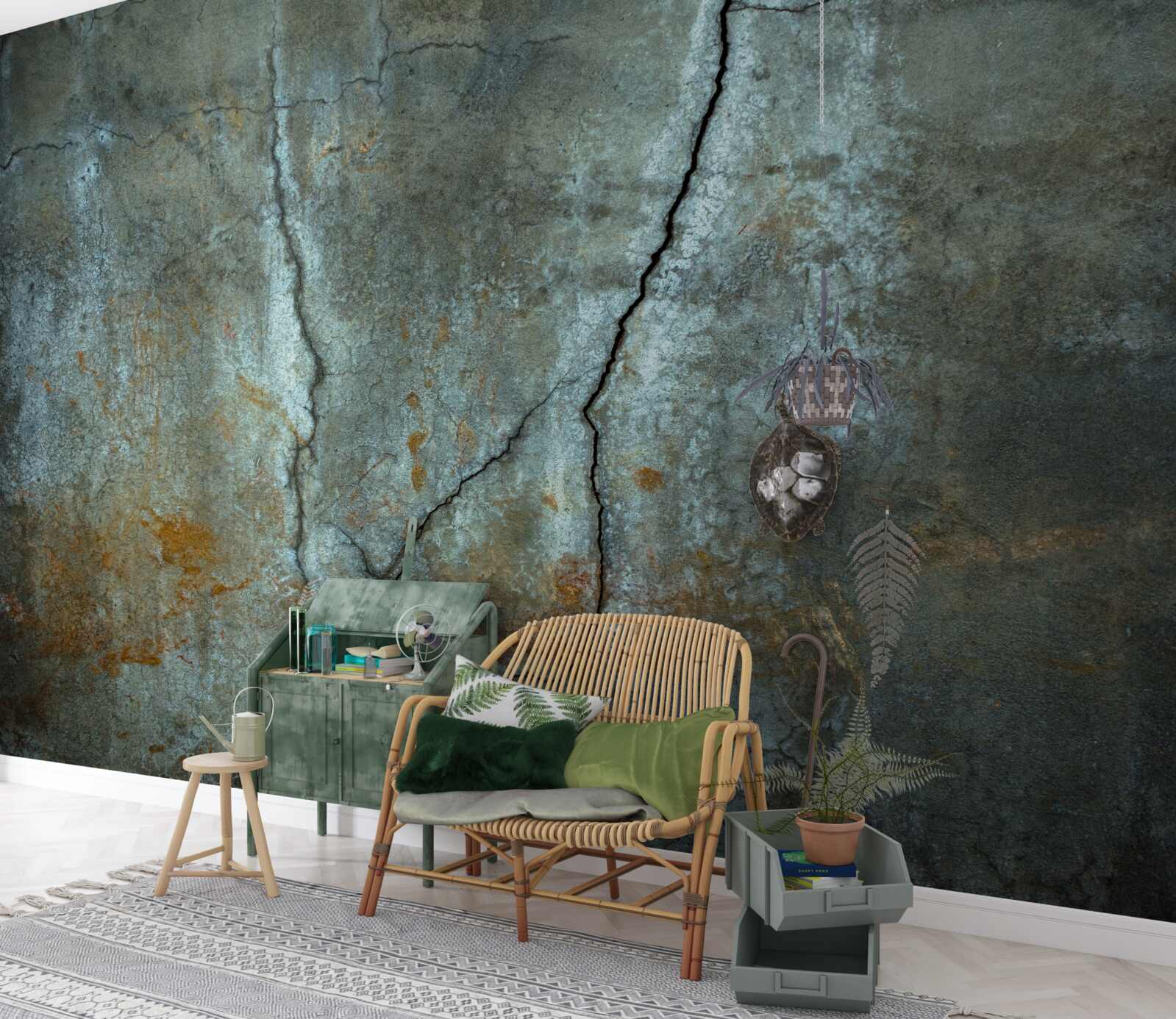 Fotobehang de bliksem flitste over het beboste gebied