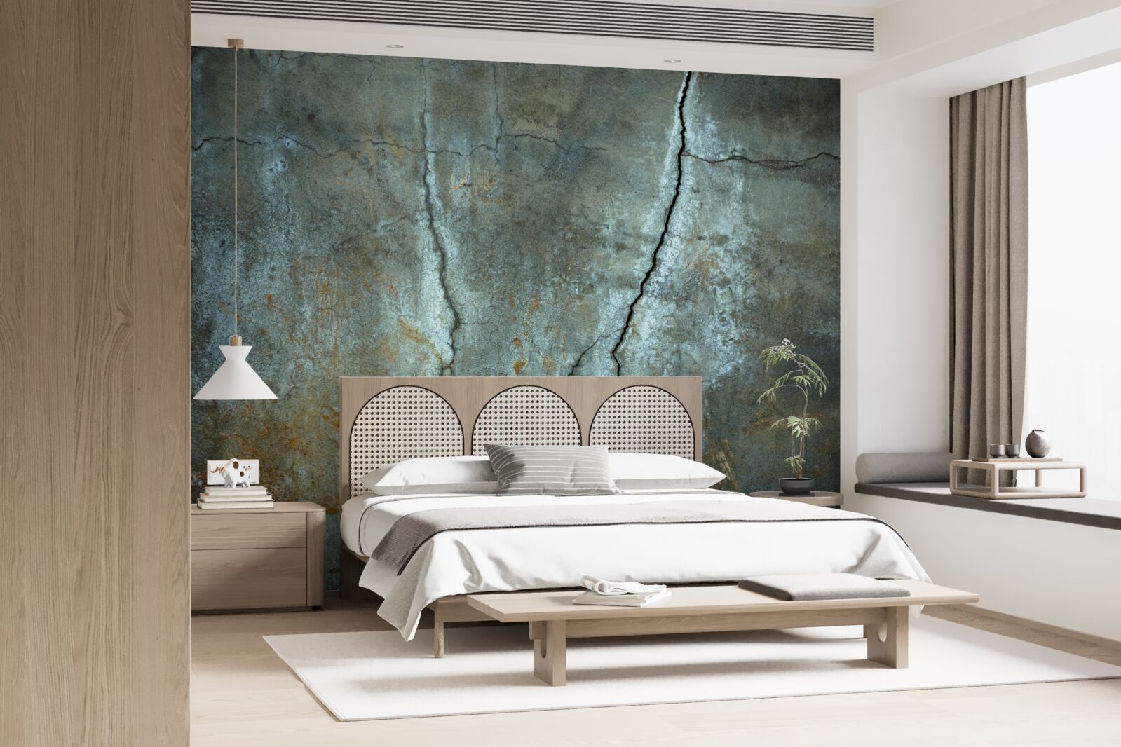 Fotobehang de bliksem flitste over het beboste gebied