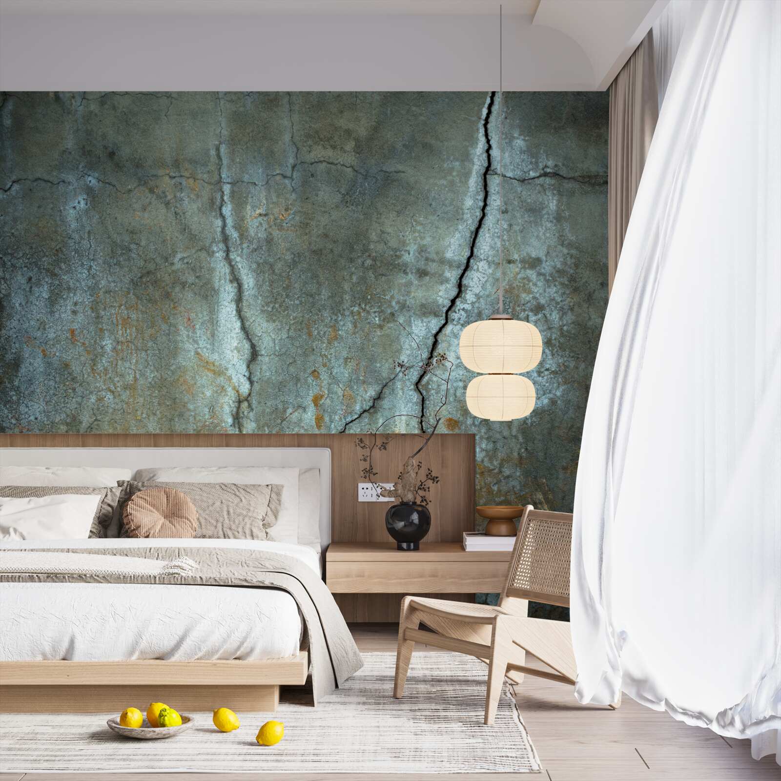 Fotobehang de bliksem flitste over het beboste gebied