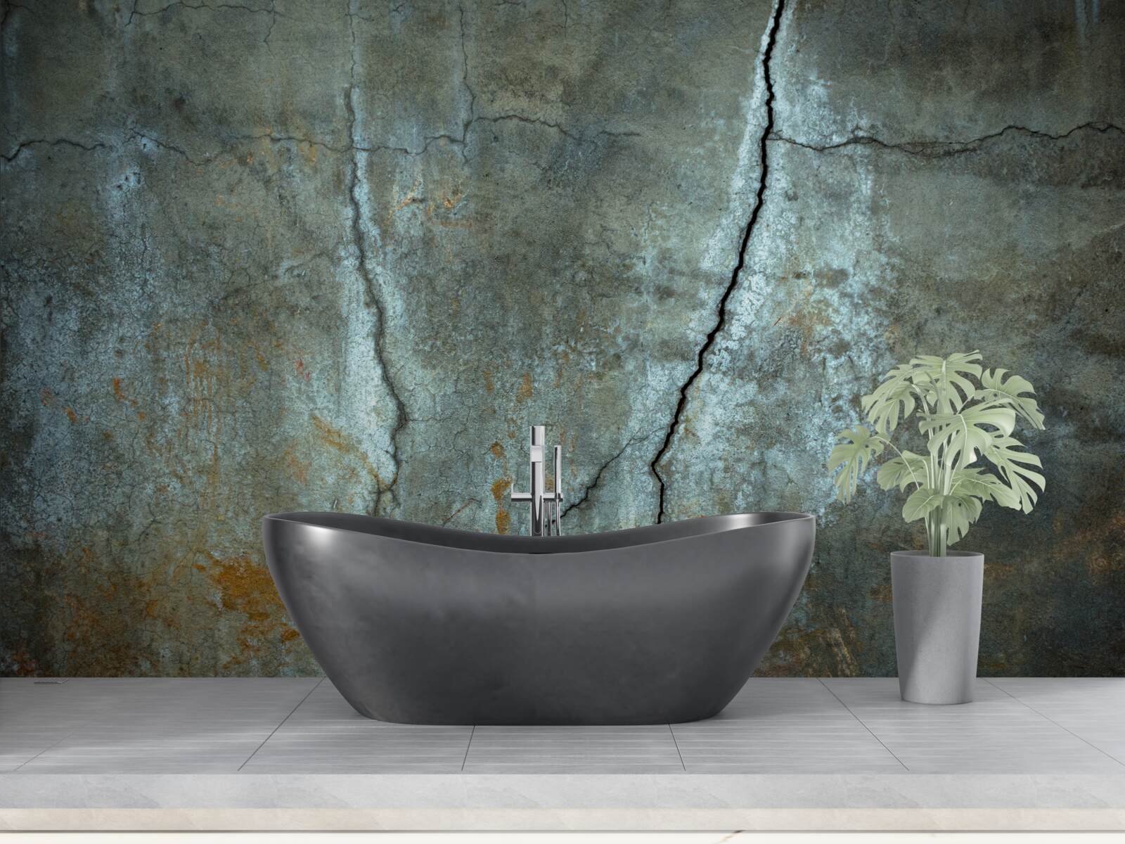 Fotobehang de bliksem flitste over het beboste gebied