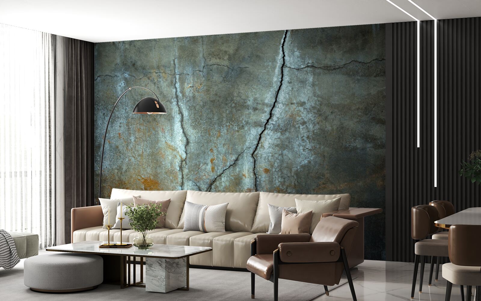 Fotobehang de bliksem flitste over het beboste gebied