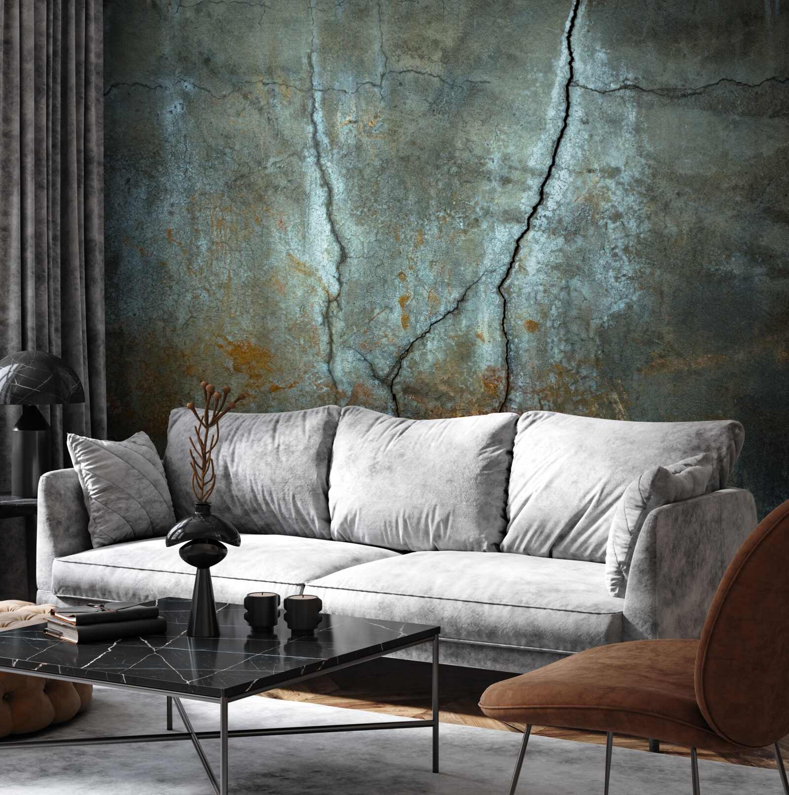 Fotobehang de bliksem flitste over het beboste gebied