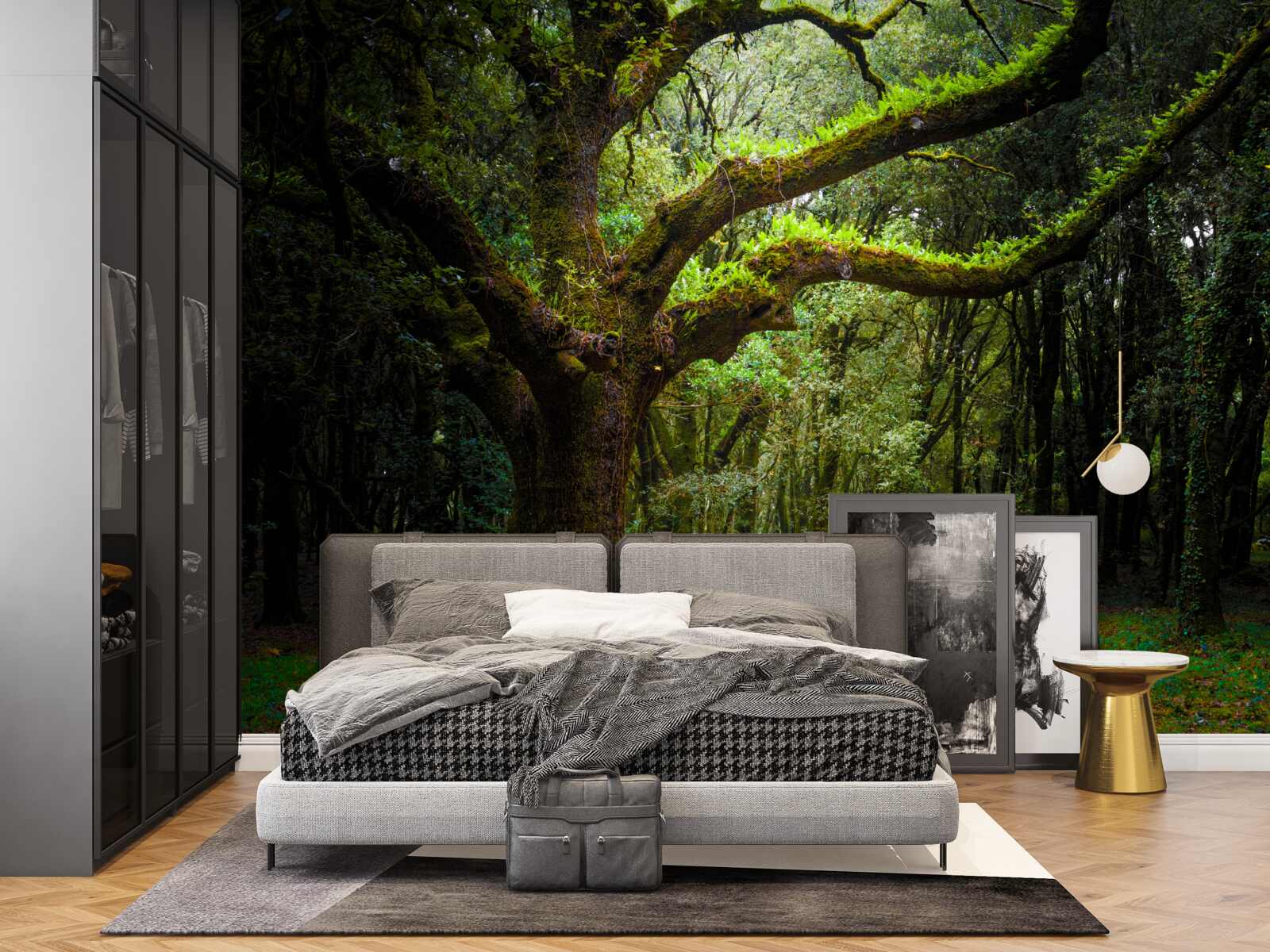 Fotobehang ruig oerbos met dichte bomen