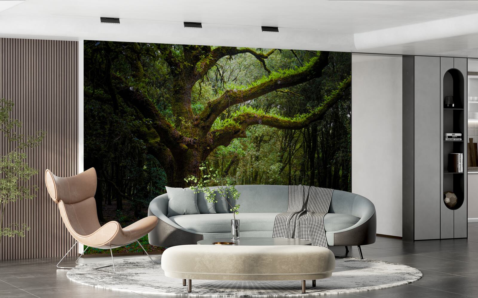 Fotobehang ruig oerbos met dichte bomen