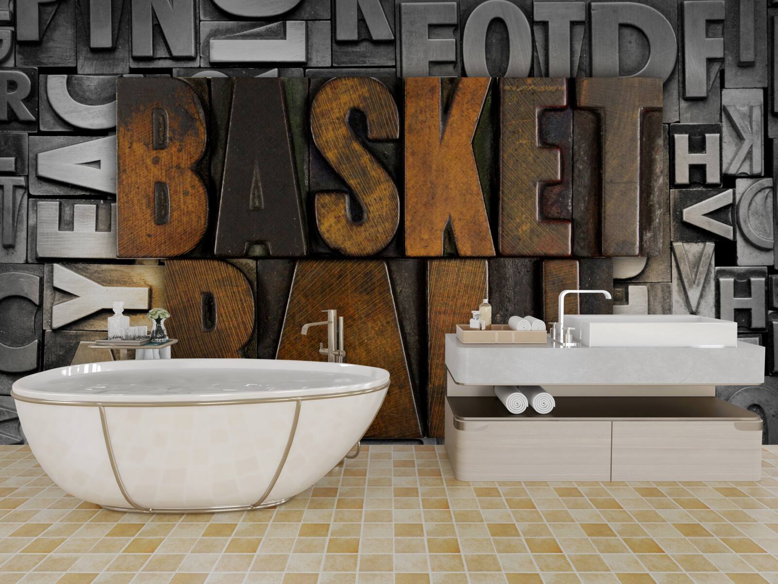 Fotobehang "basketbal" gegraveerd op metaal