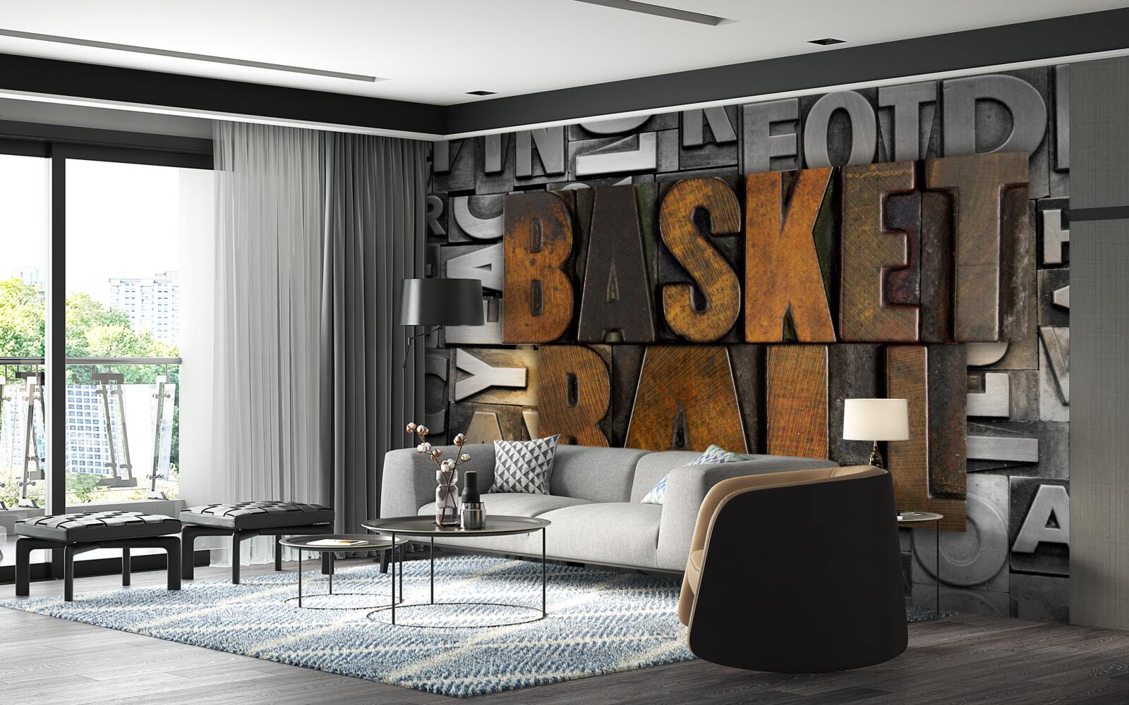 Fotobehang "basketbal" gegraveerd op metaal