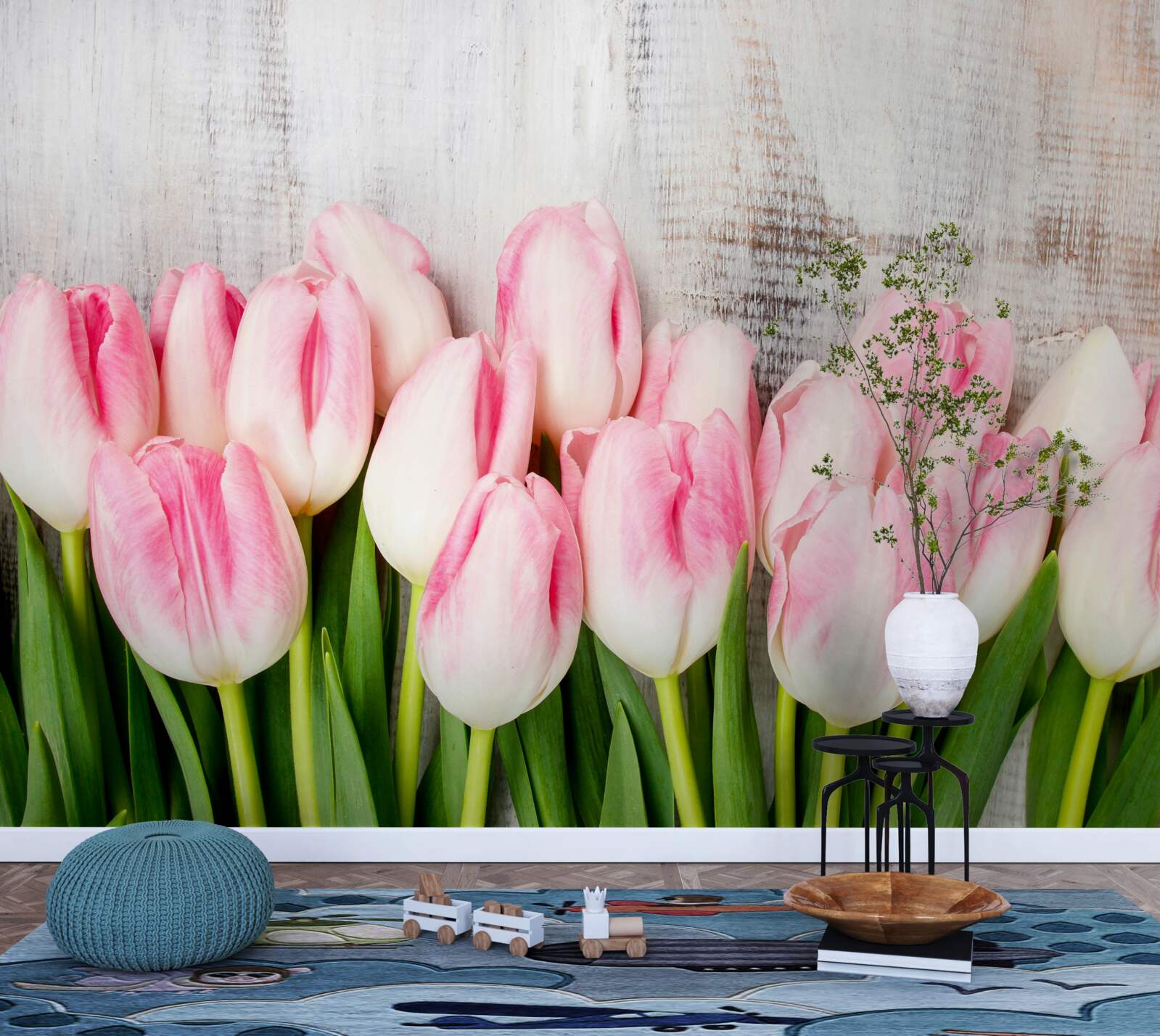 Fotobehang verse tulpen in een delicate roze tint