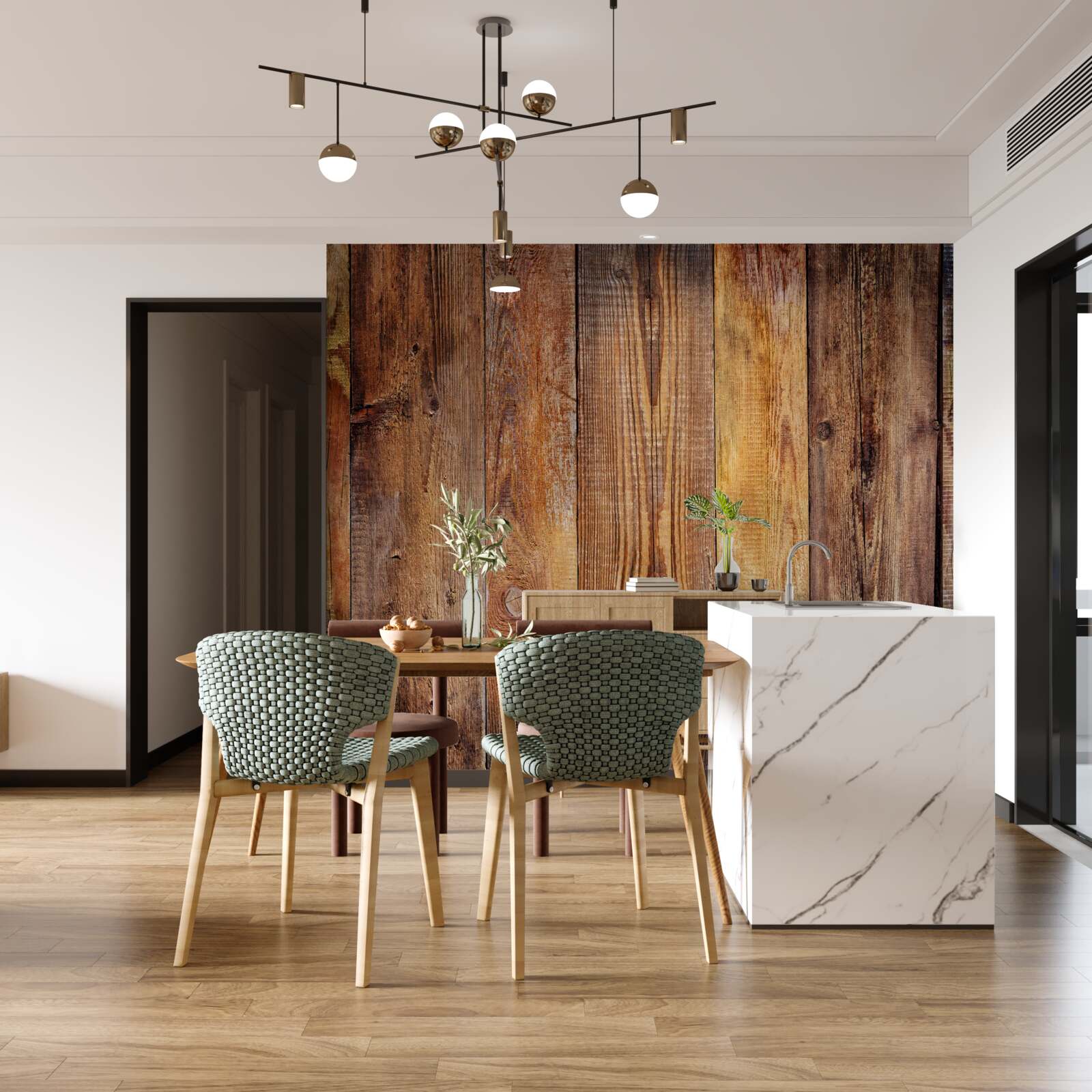 Fotobehang Verticaal gelegde parketplanken