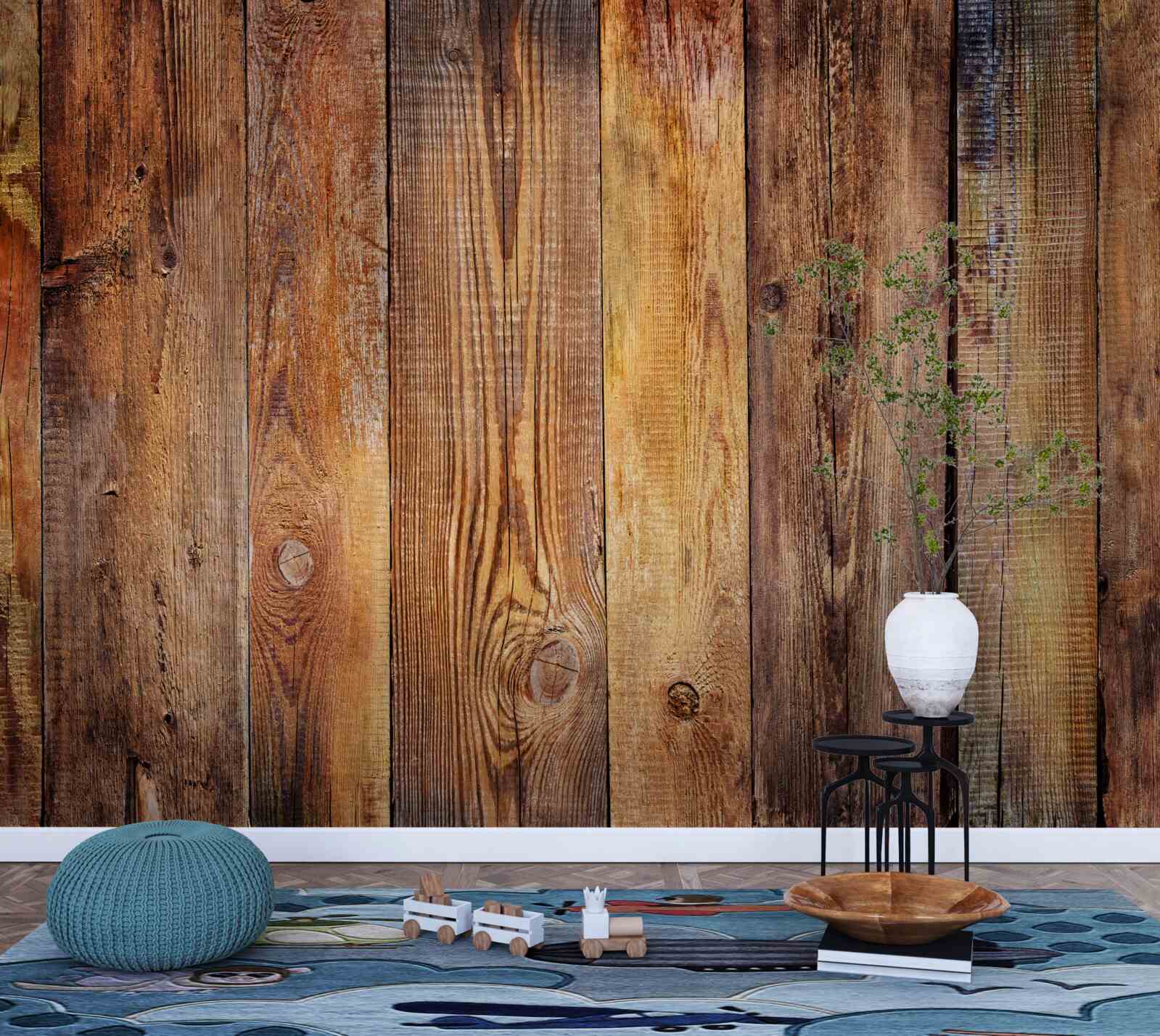 Fotobehang Verticaal gelegde parketplanken