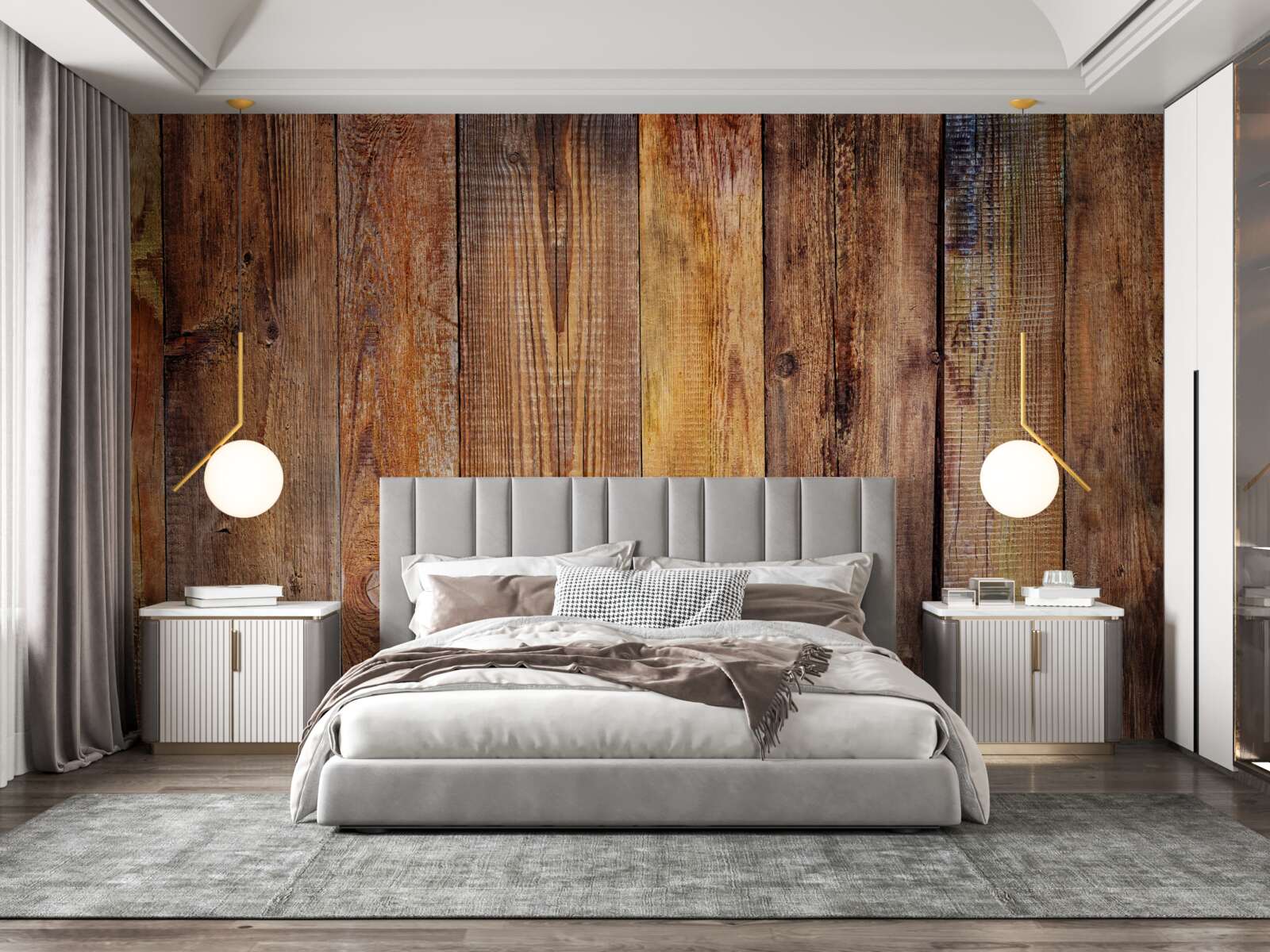 Fotobehang Verticaal gelegde parketplanken