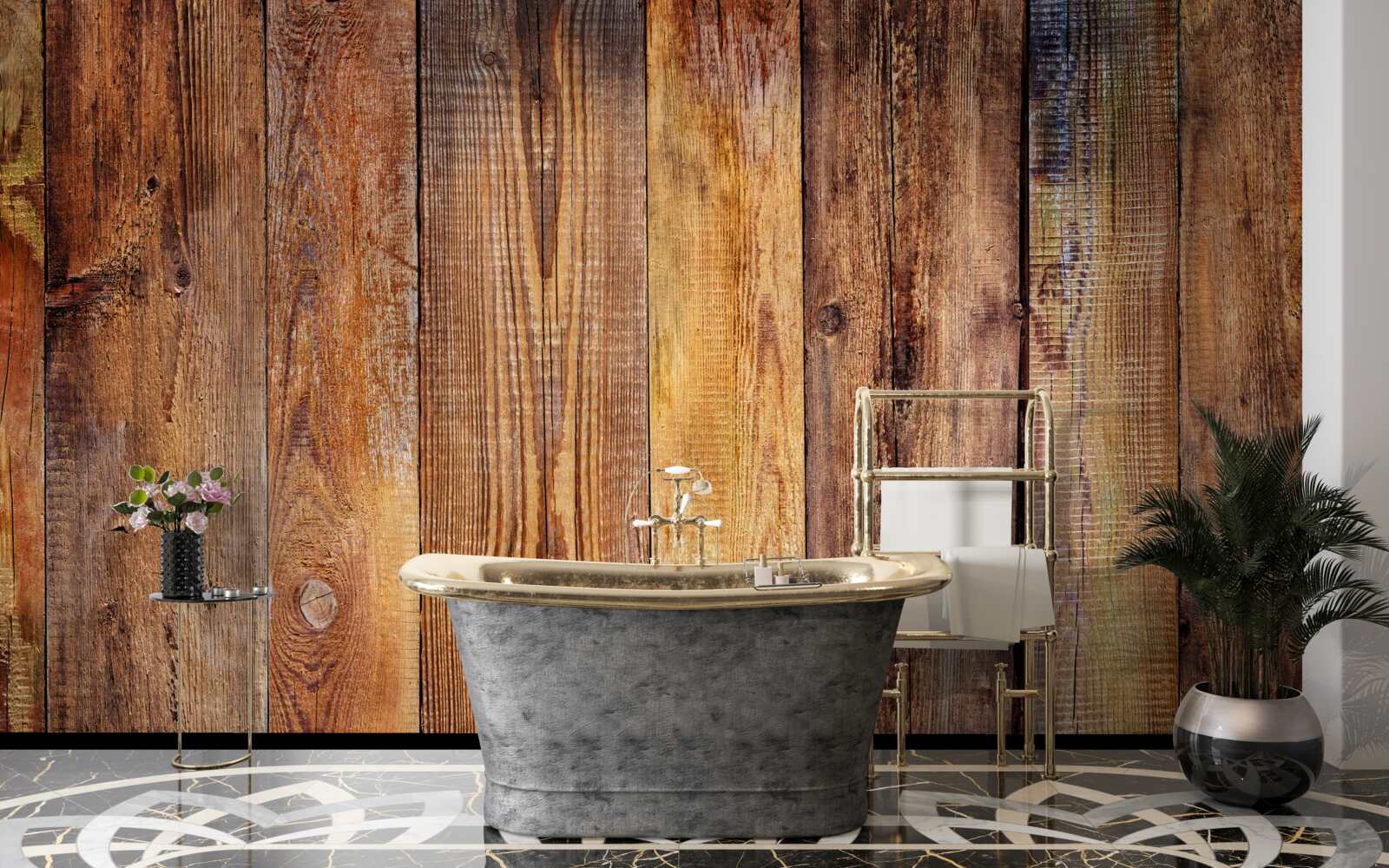 Fotobehang Verticaal gelegde parketplanken