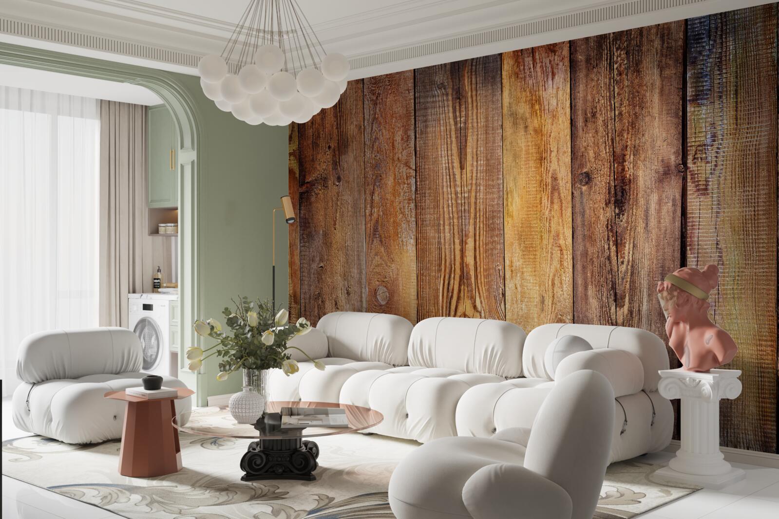 Fotobehang Verticaal gelegde parketplanken