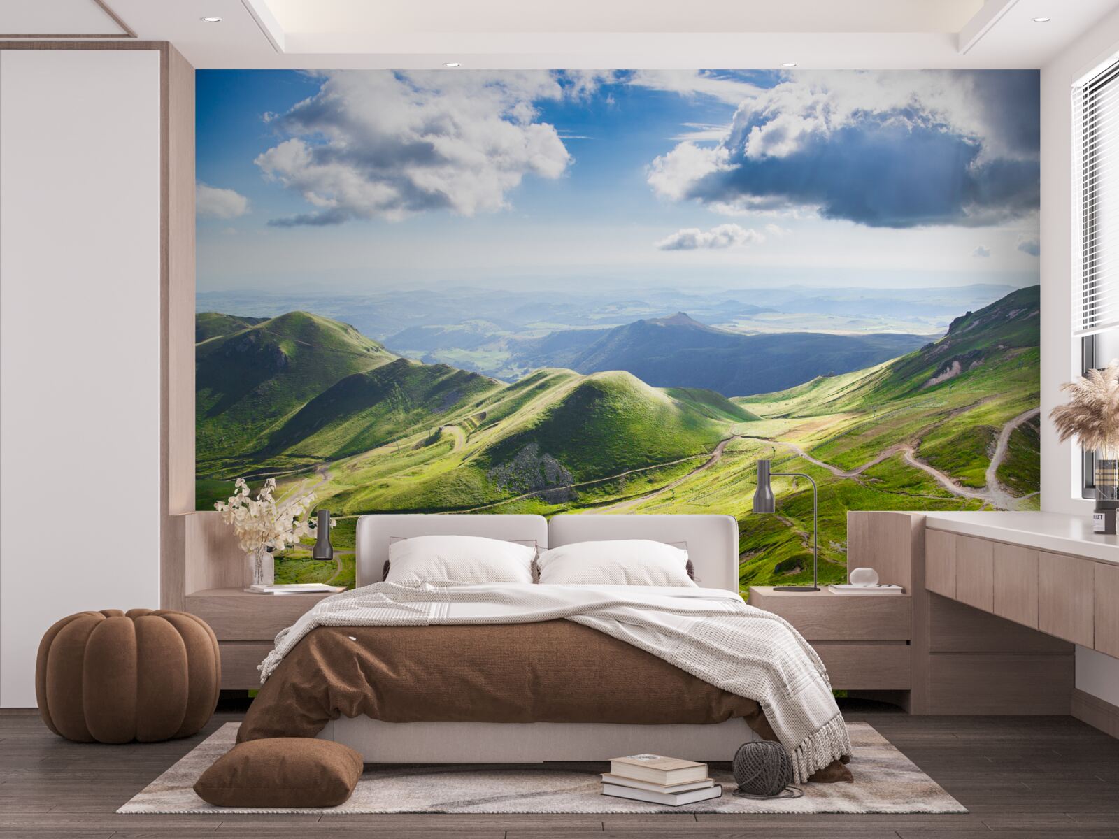 Fotobehang wandelpaden langs bergtoppen