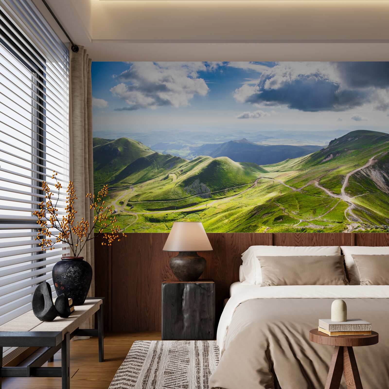 Fotobehang wandelpaden langs bergtoppen