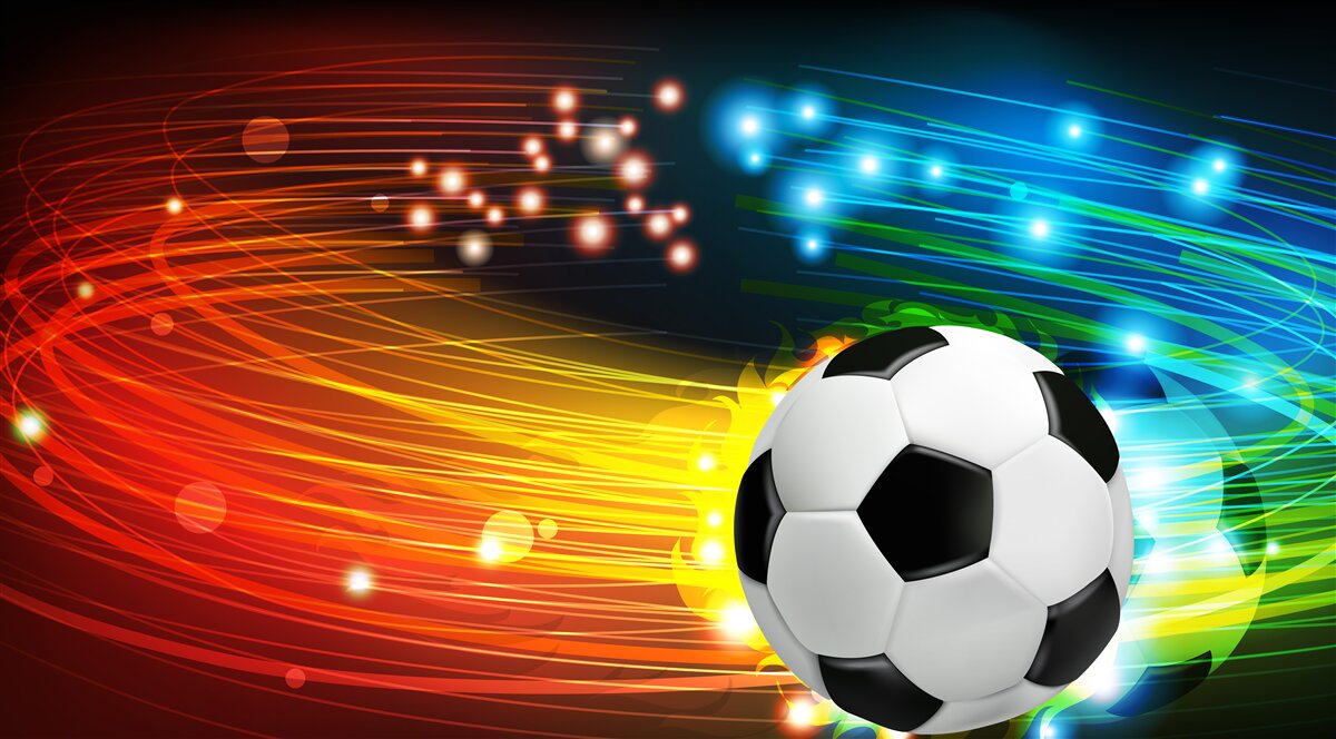 Fotobehang Onder het heldere kleurenpalet is voetbal