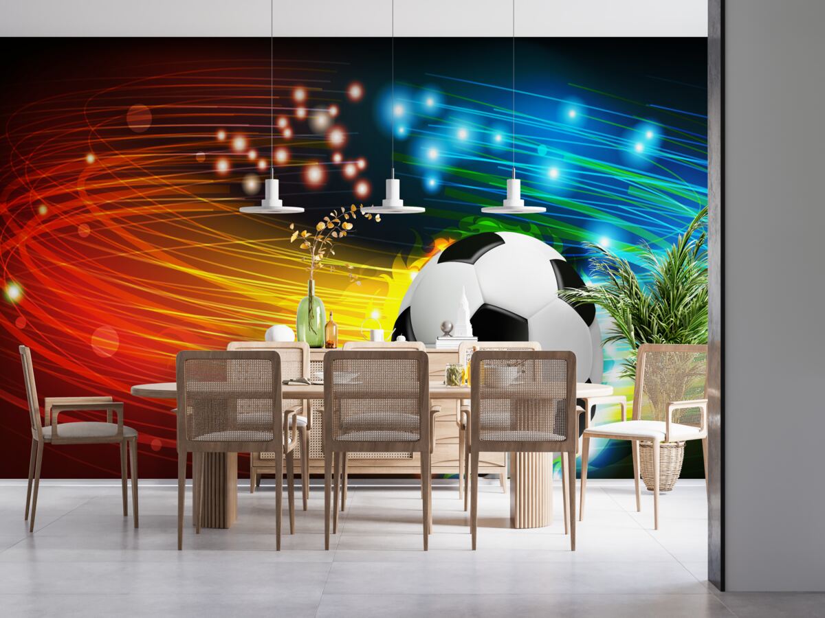 Fotobehang Onder het heldere kleurenpalet is voetbal