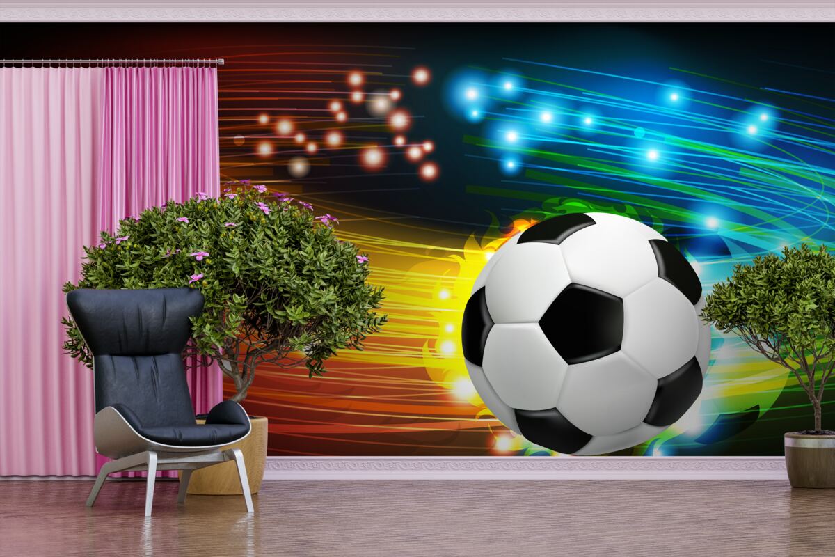 Fotobehang Onder het heldere kleurenpalet is voetbal