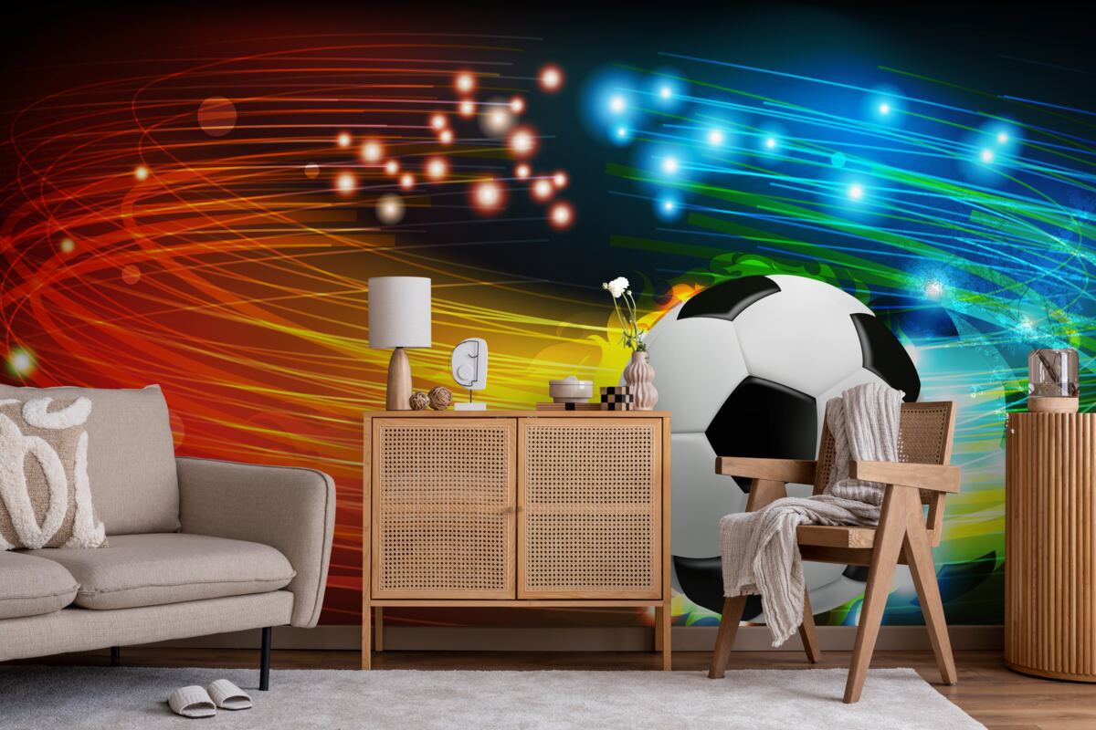 Fotobehang Onder het heldere kleurenpalet is voetbal