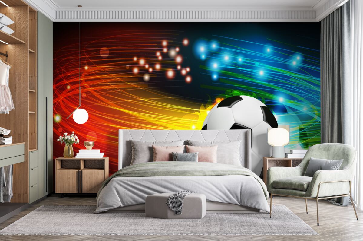 Fotobehang Onder het heldere kleurenpalet is voetbal