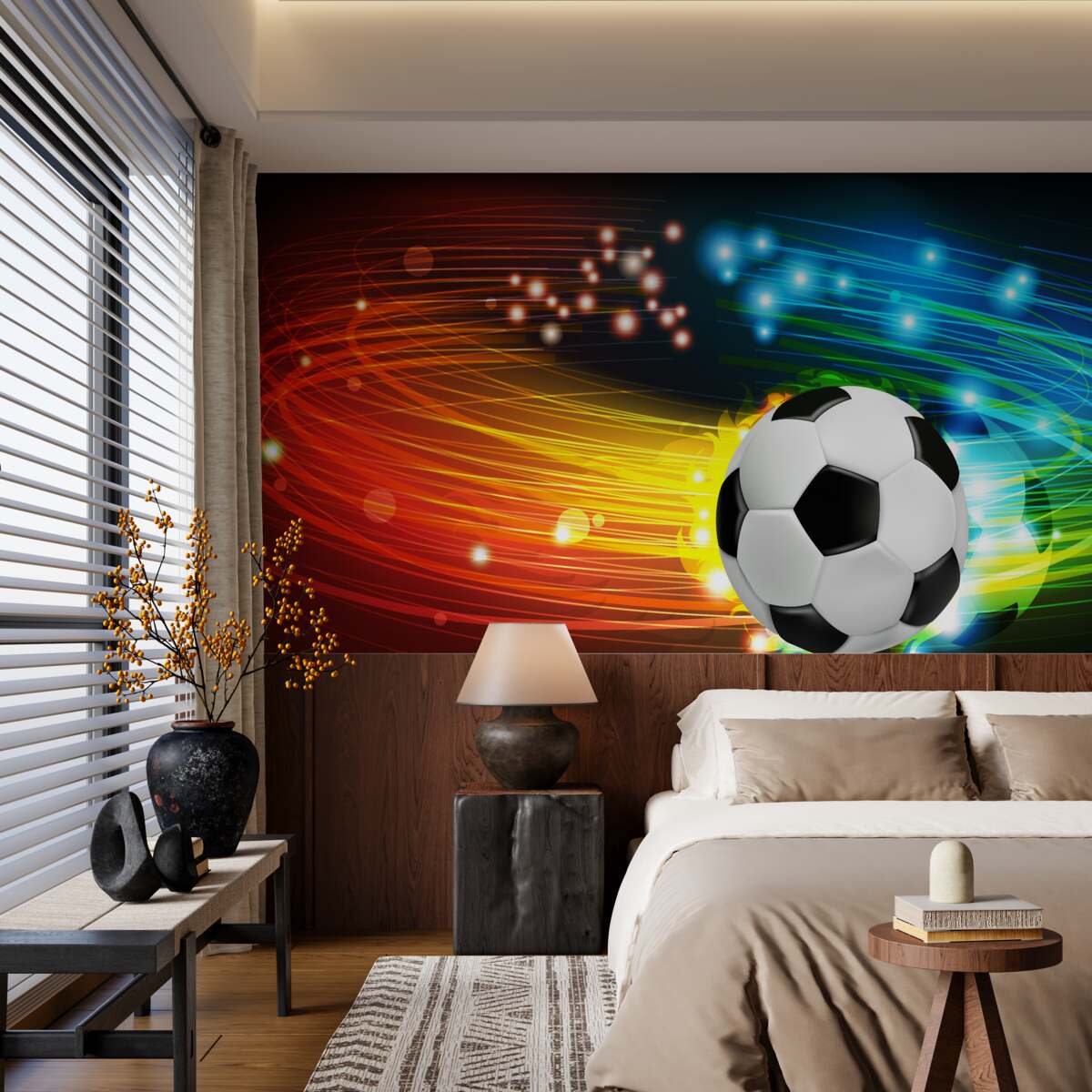 Fotobehang Onder het heldere kleurenpalet is voetbal