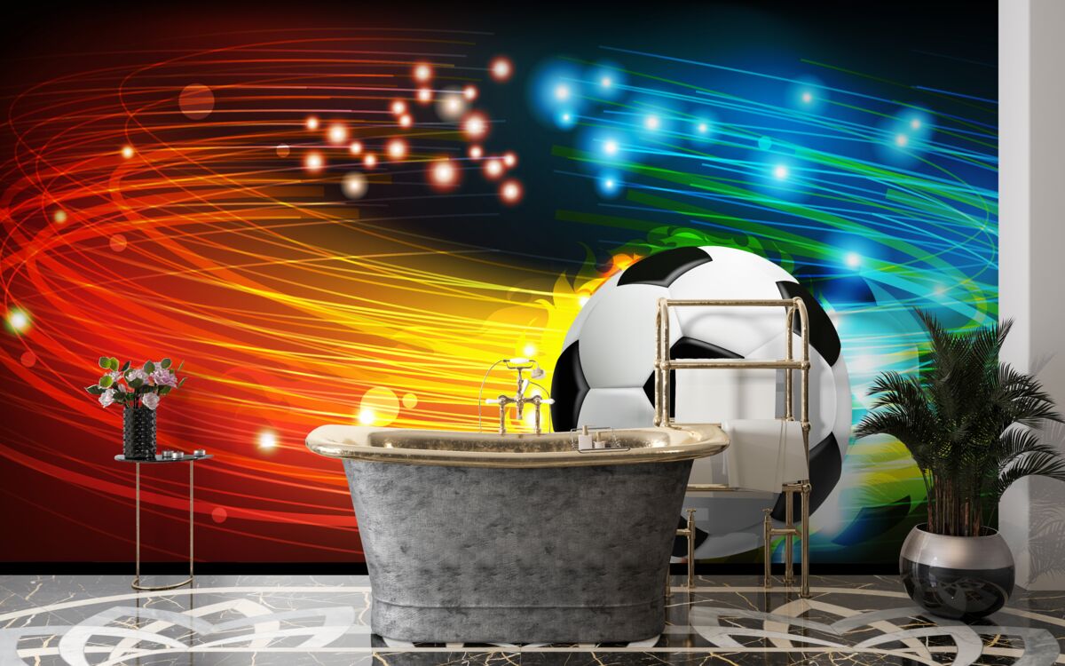 Fotobehang Onder het heldere kleurenpalet is voetbal