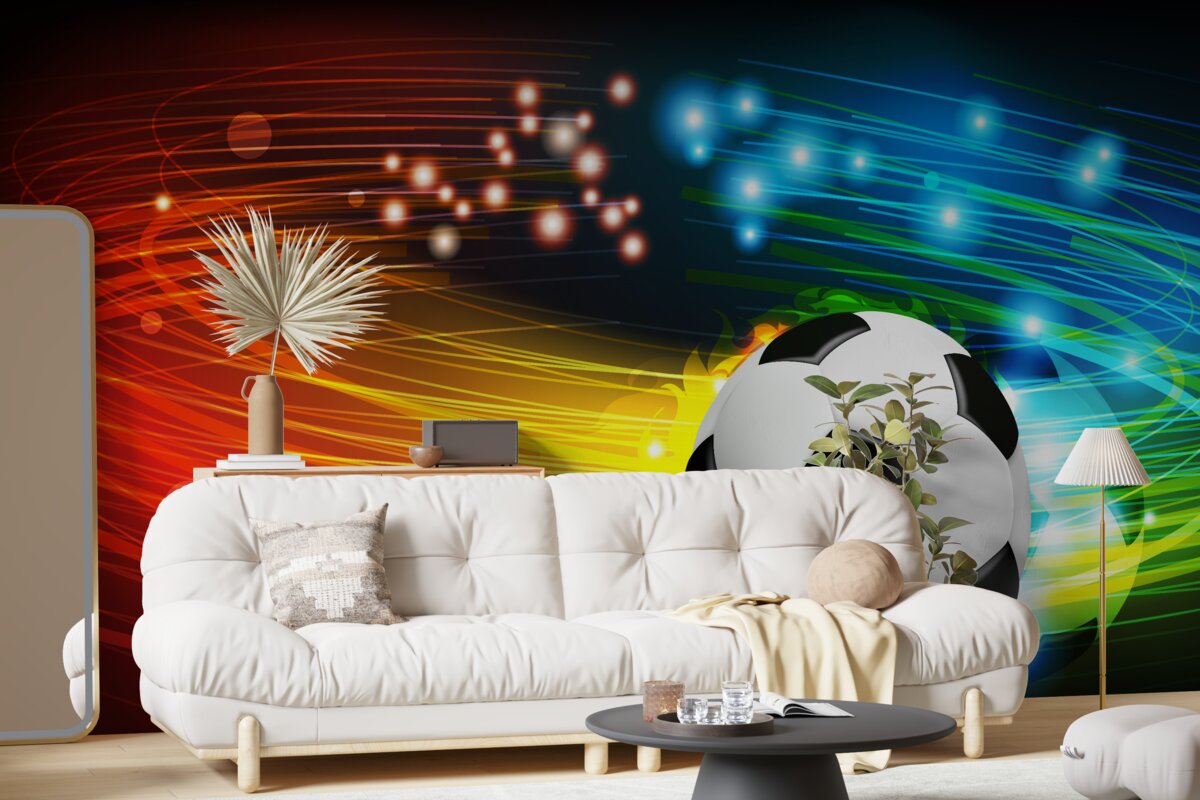 Fotobehang Onder het heldere kleurenpalet is voetbal