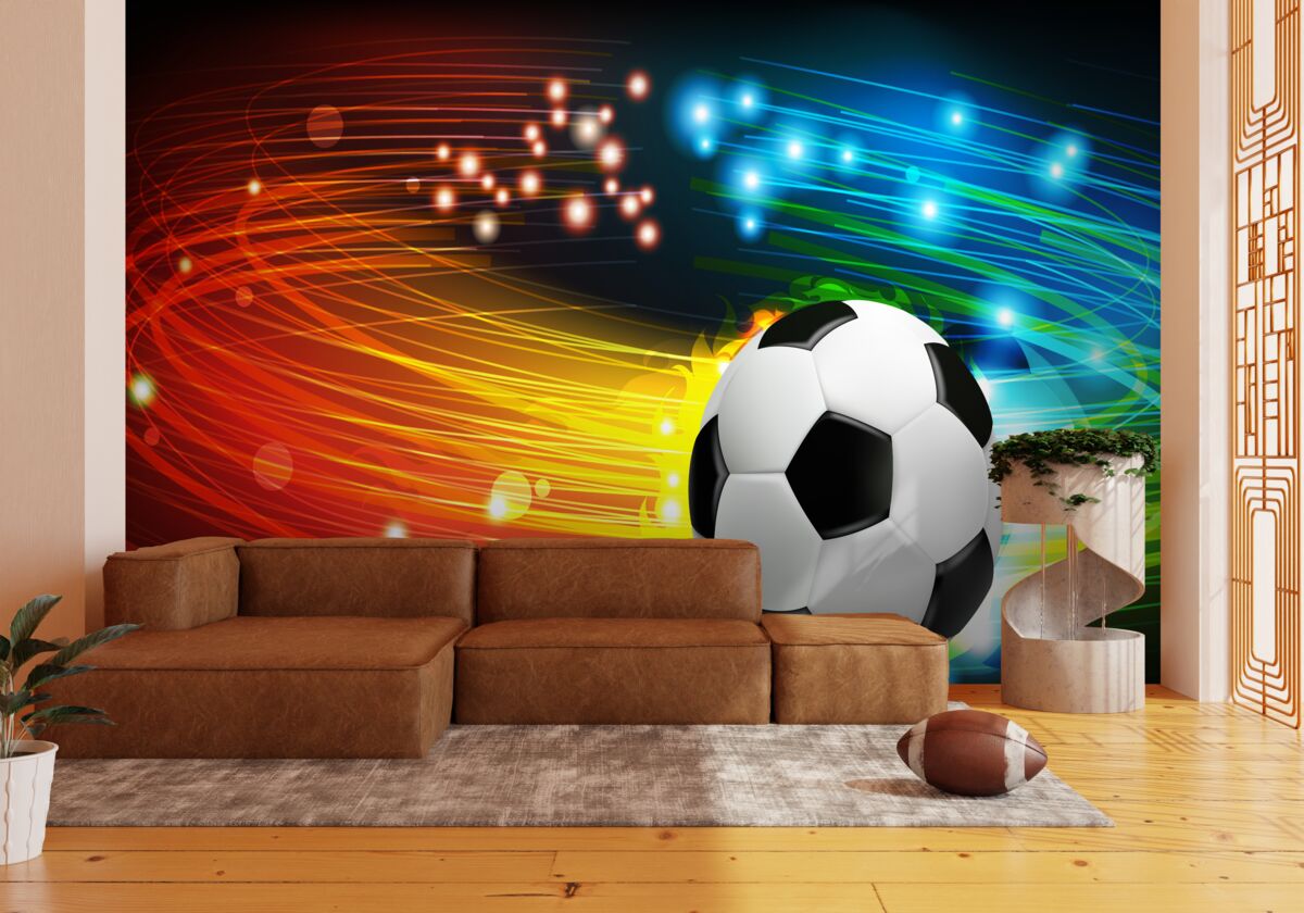 Fotobehang Onder het heldere kleurenpalet is voetbal