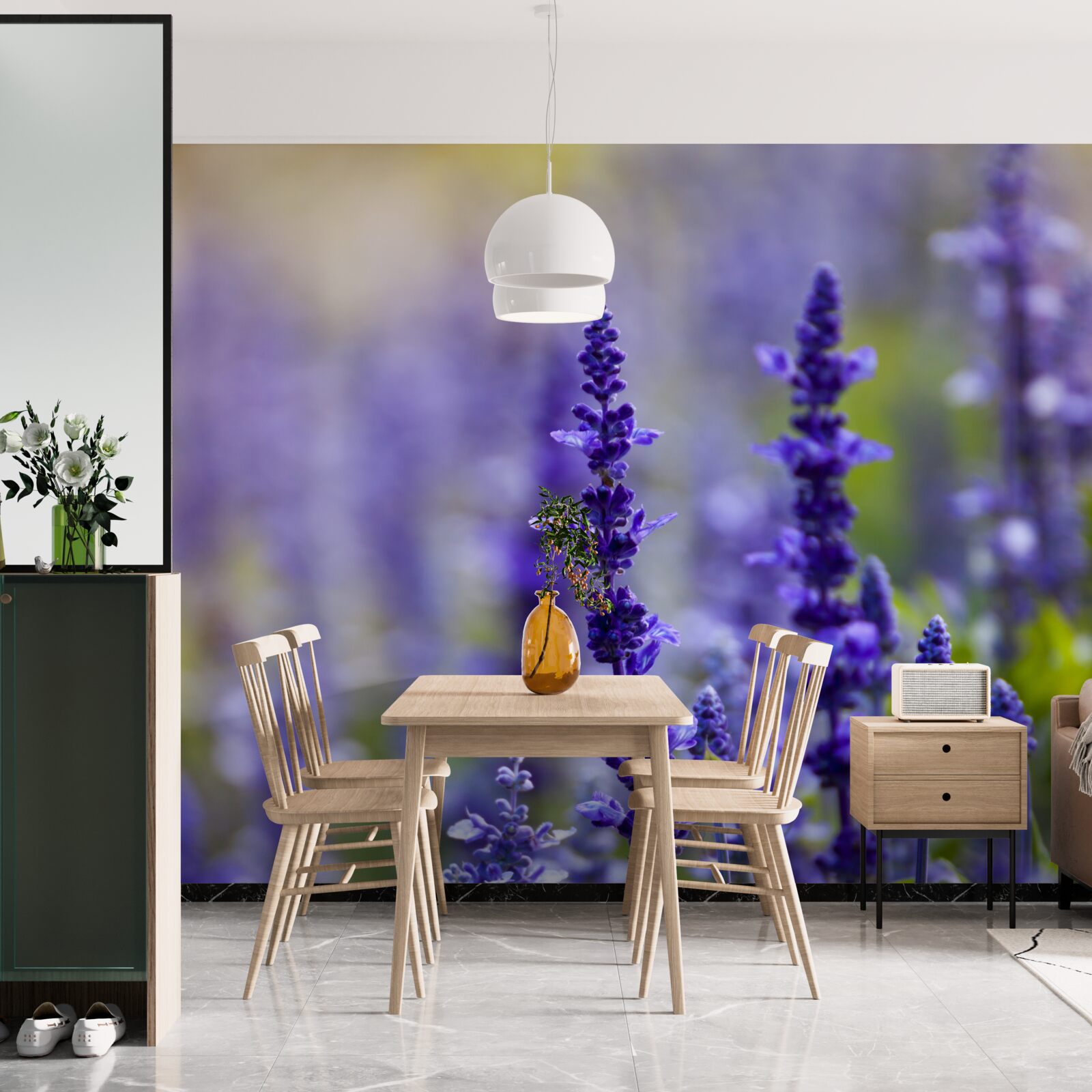 Fotobehang macrofoto van paarse lavendel