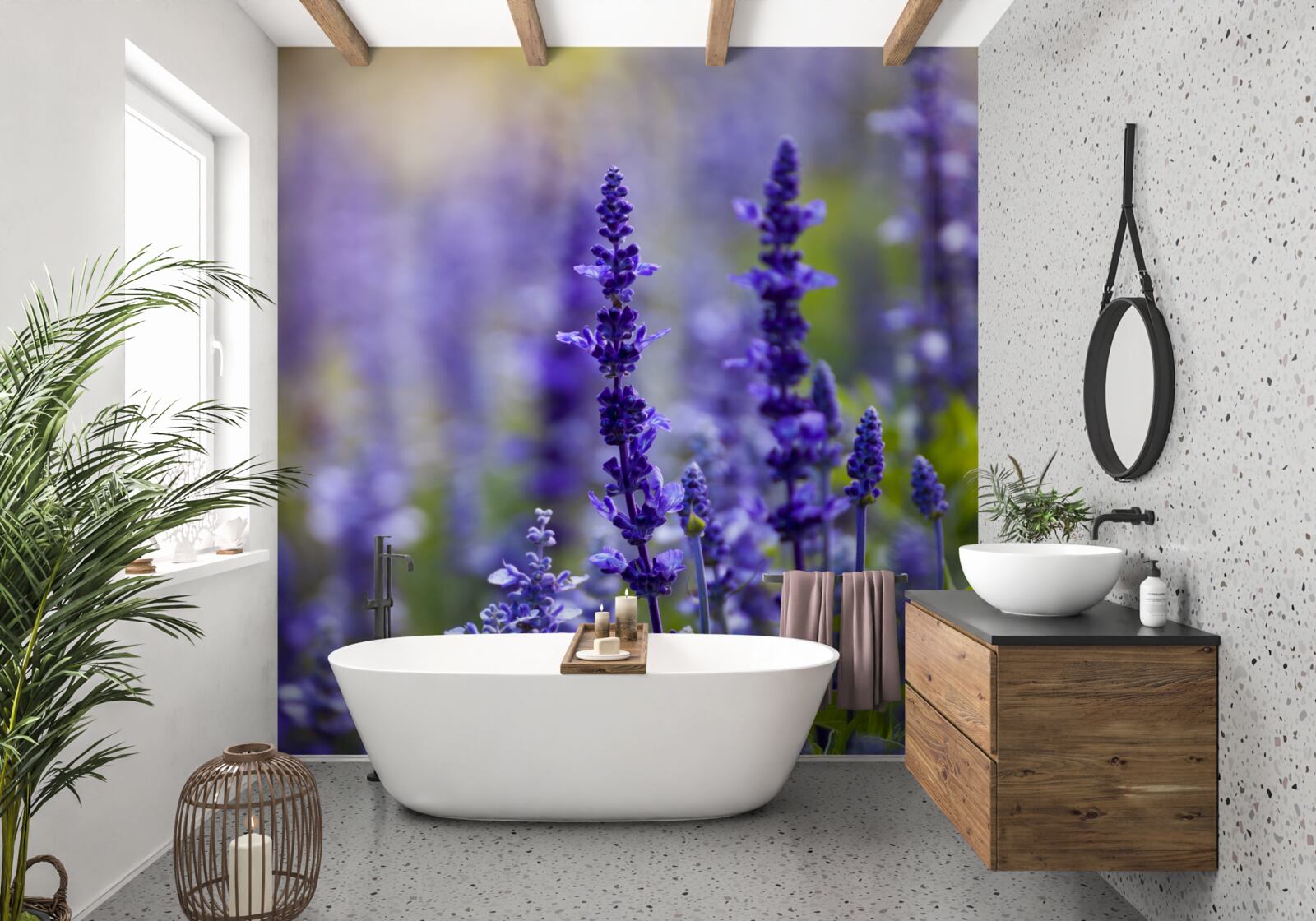 Fotobehang macrofoto van paarse lavendel