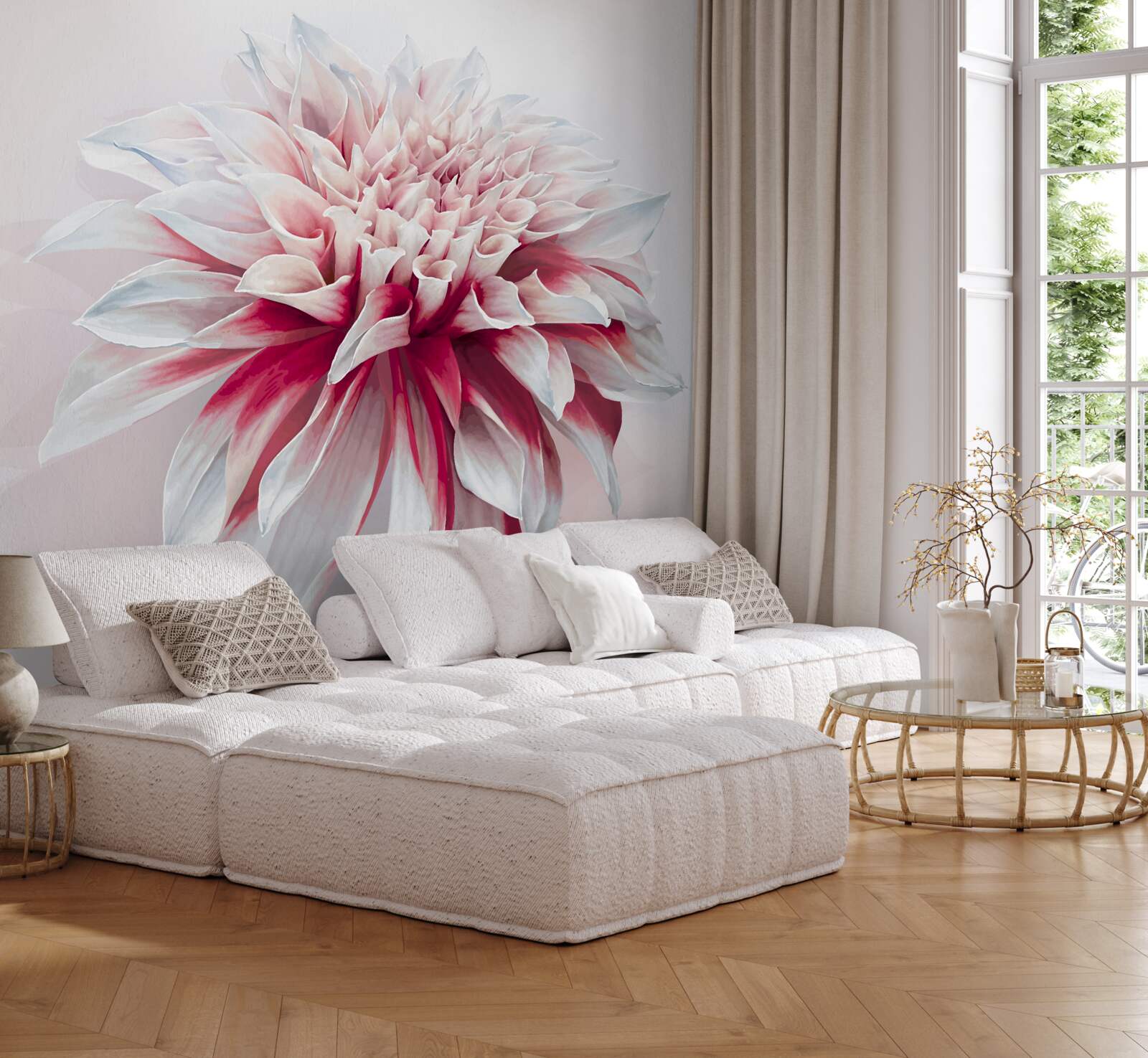 Fotobehang prachtige astra donut in rood en wit