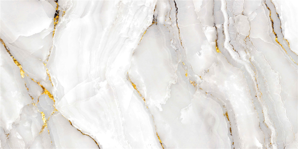 Fotobehang marmer in grijs- en wittinten met gouden elementen