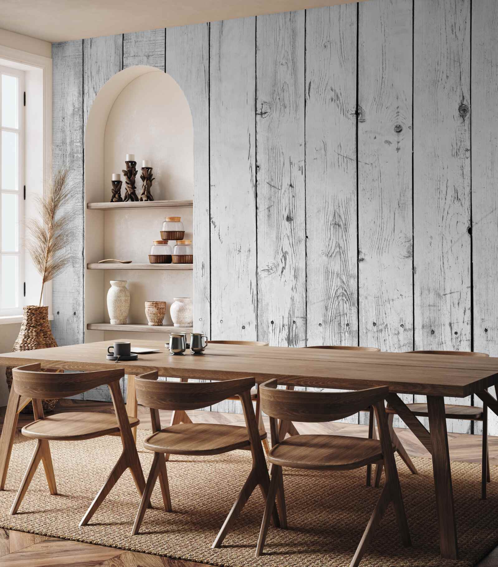 Fotobehang wit parket