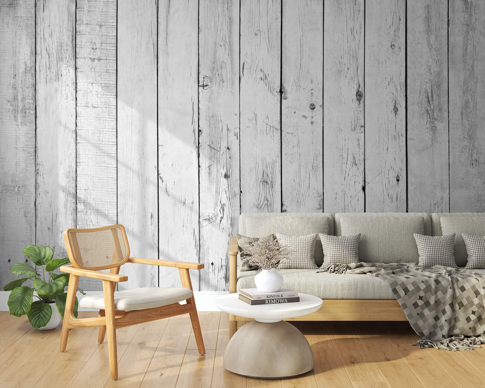 Fotobehang wit parket