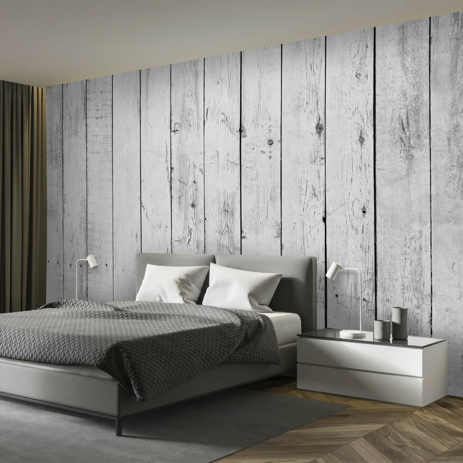 Fotobehang wit parket