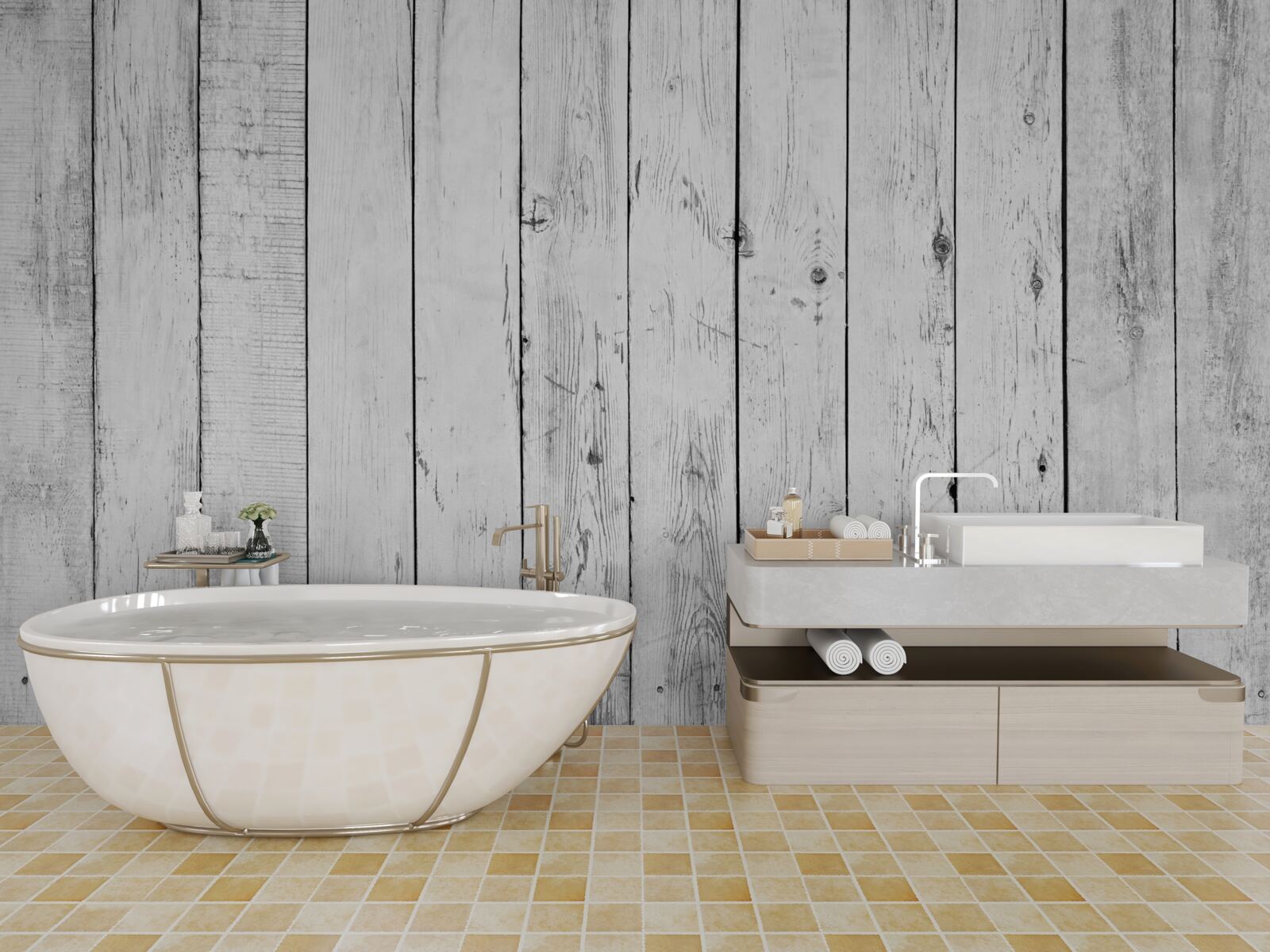 Fotobehang wit parket