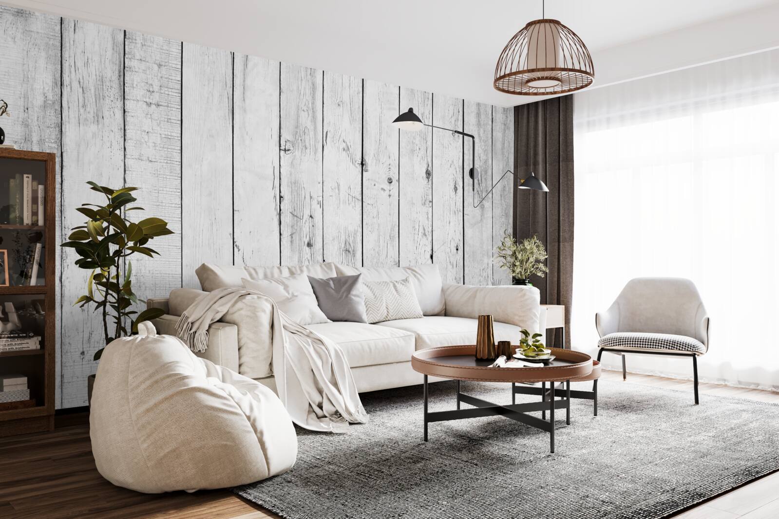 Fotobehang wit parket