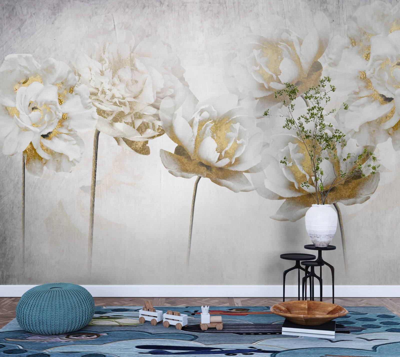 Fotobehang Mooie katoenen bloemen in wit