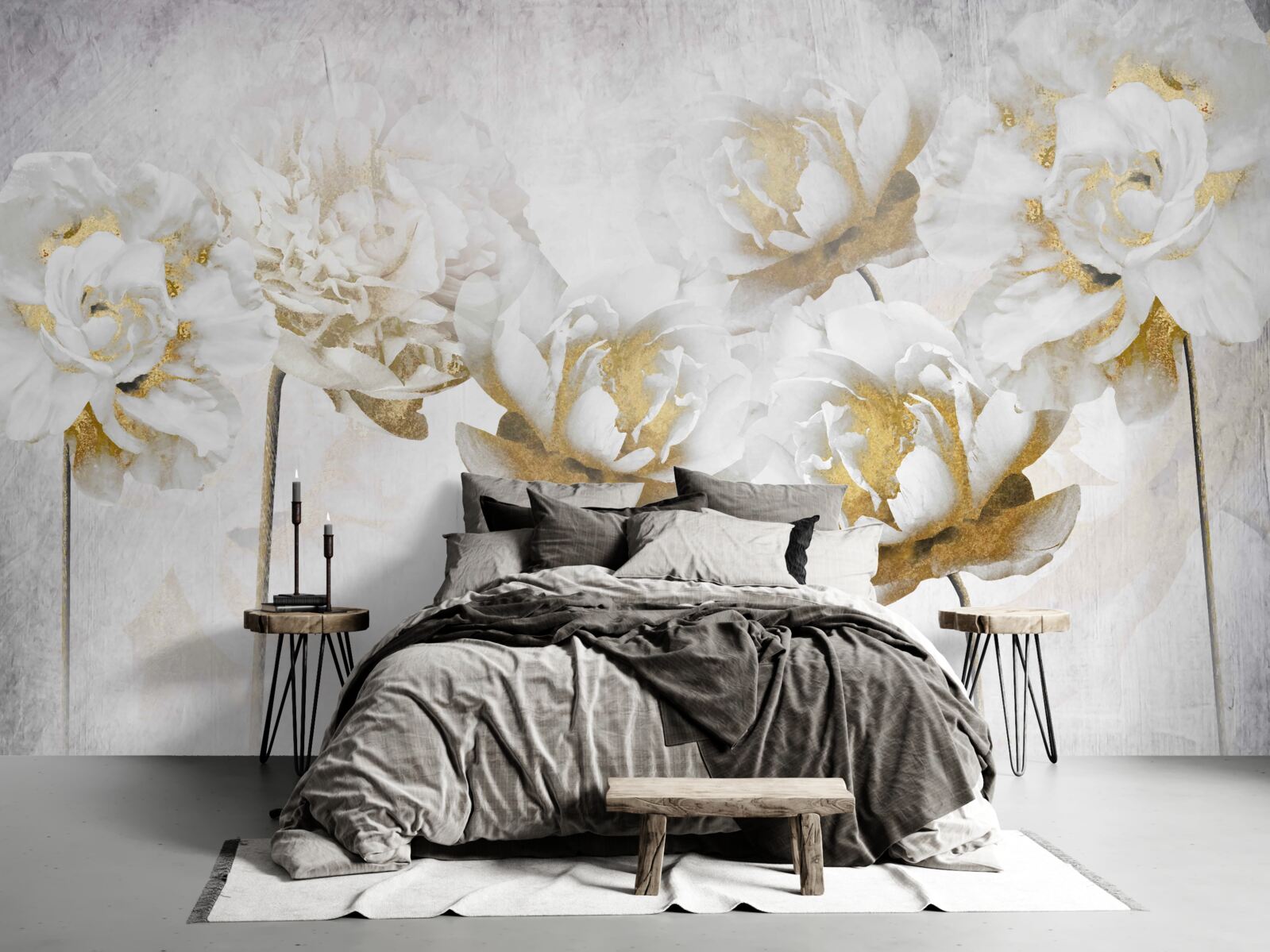 Fotobehang Mooie katoenen bloemen in wit