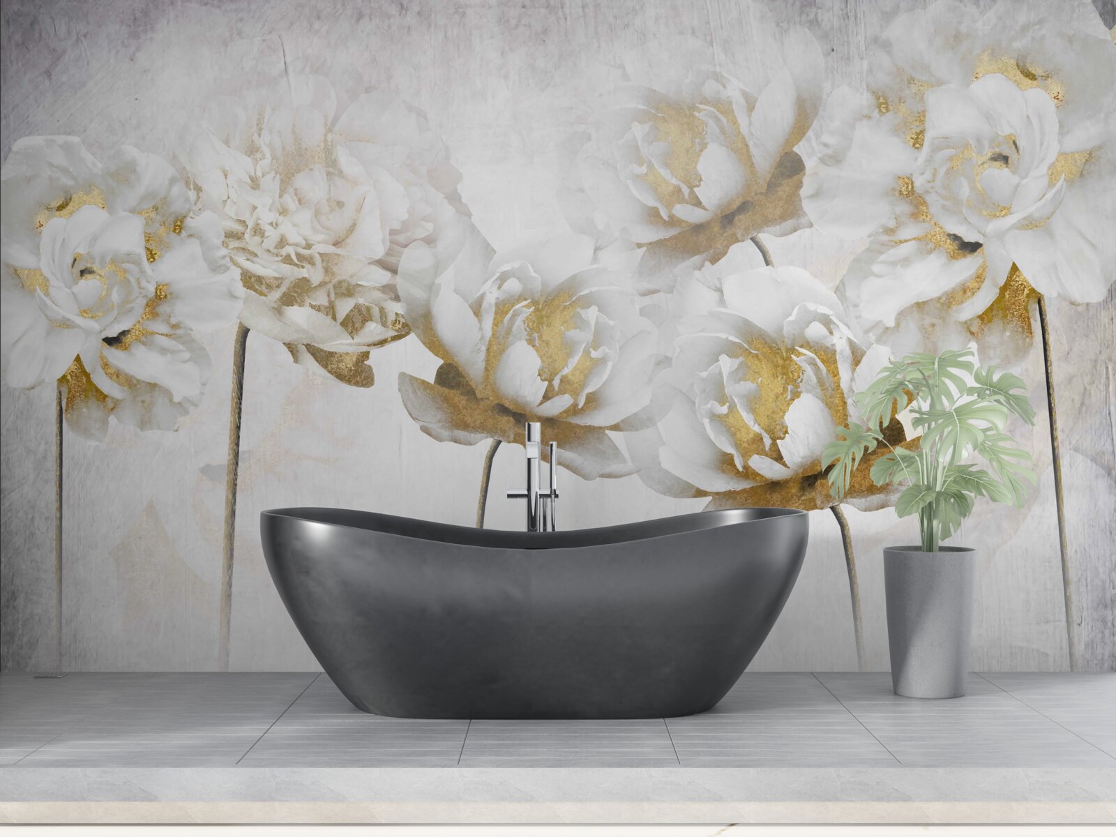 Fotobehang Mooie katoenen bloemen in wit