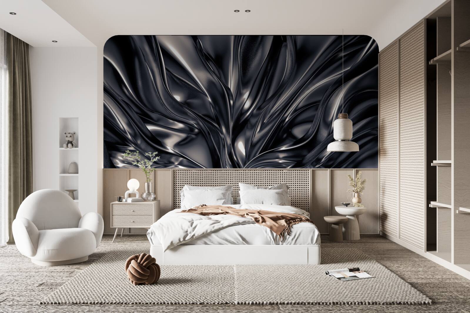 Fotobehang waterdruppels in een nachtelijk meer