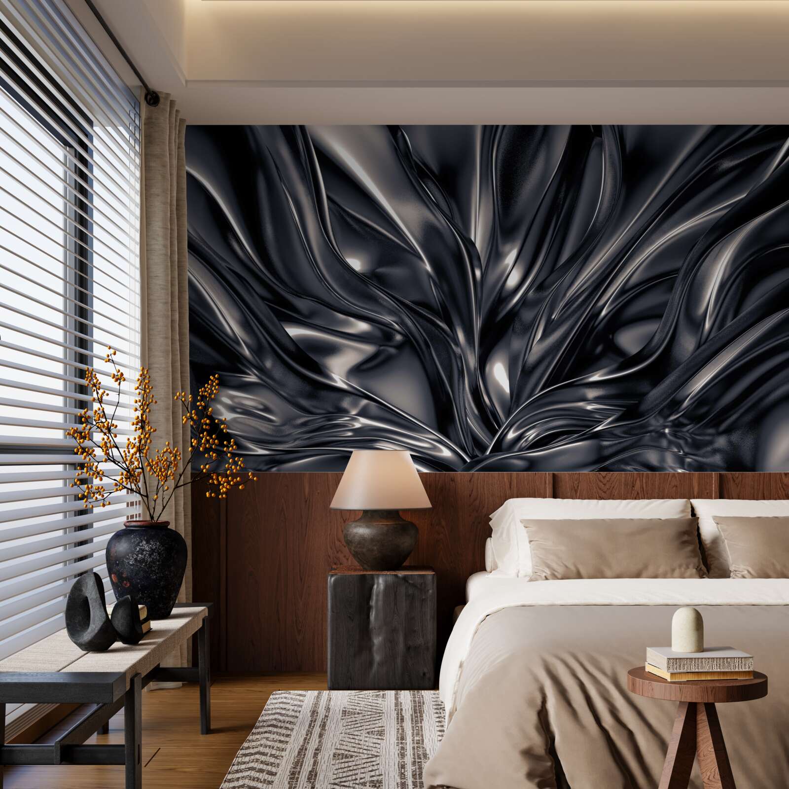 Fotobehang waterdruppels in een nachtelijk meer