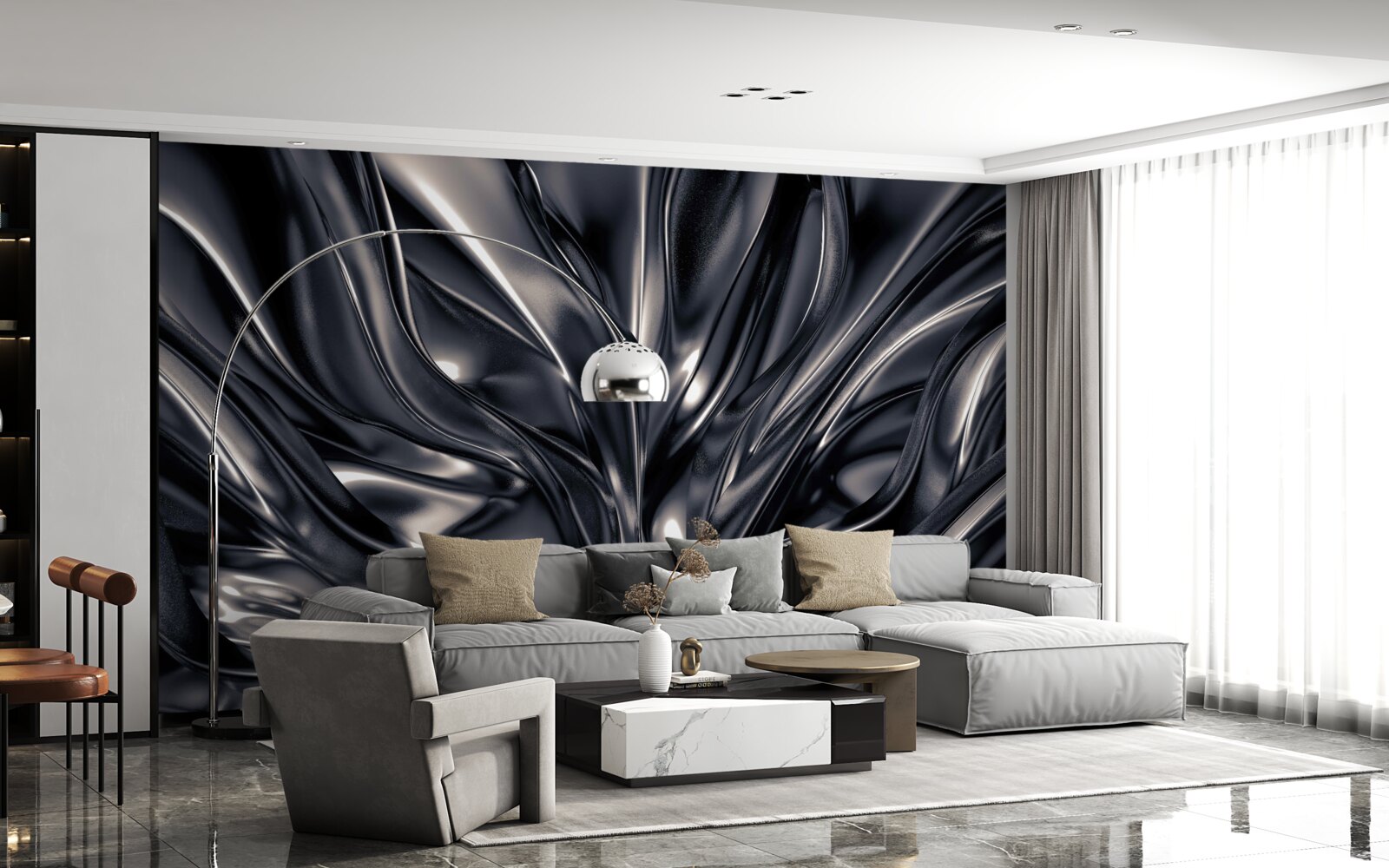 Fotobehang waterdruppels in een nachtelijk meer